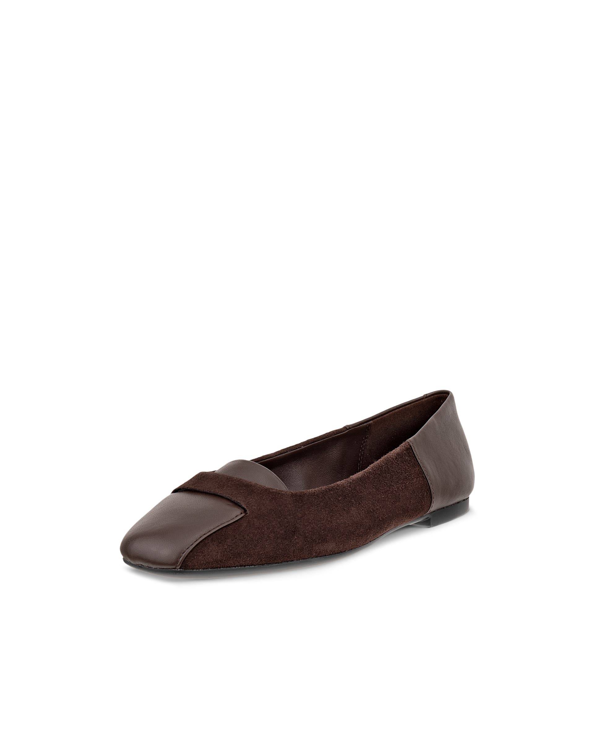 Women's ECCO® Margot Suede Ballerina Flat - Brown - Main