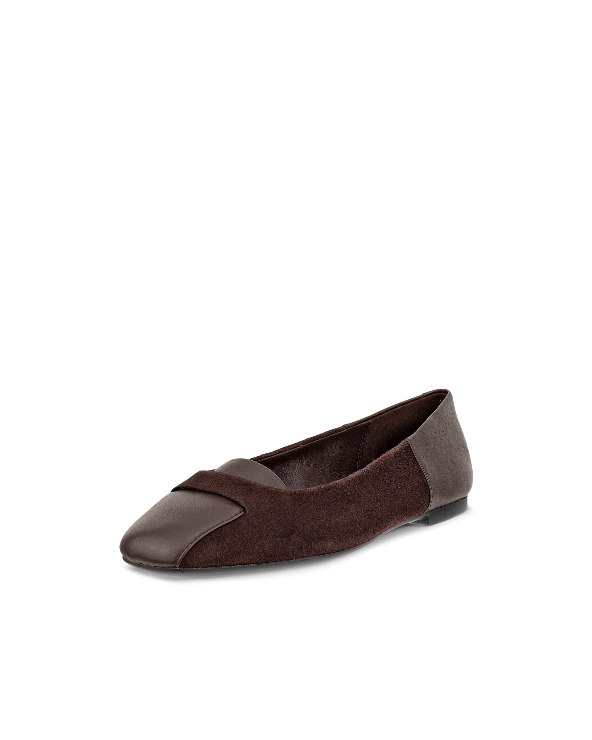 Women's ECCO® Margot Suede Ballerina Flat - Brown - Main