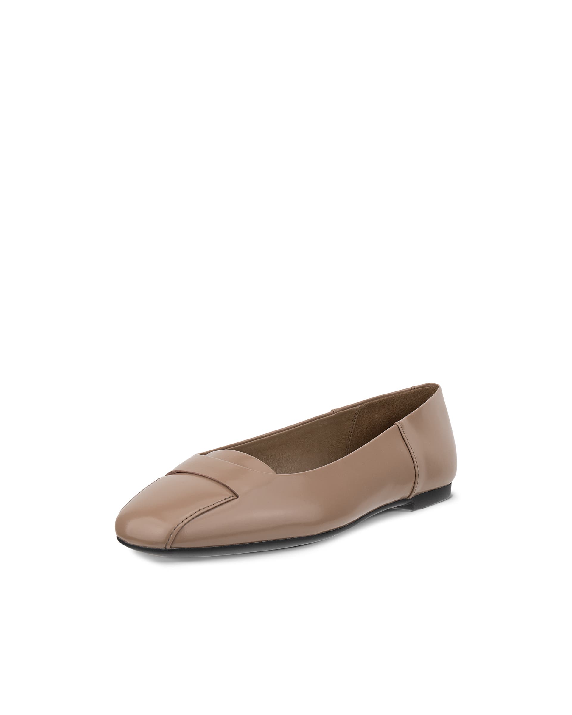 Women's ECCO® Margot Leather Ballerina Flat - Brown - Main