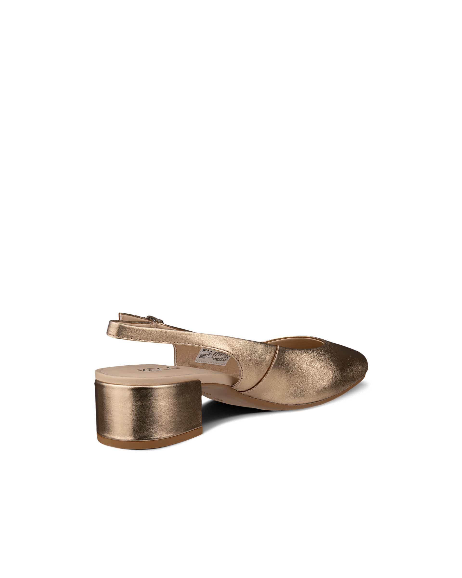 Dámské kožené lodičky na vysokém podpatku se zapínáním kolem kotníku ECCO® LIVA 35 - Zlatá - Back