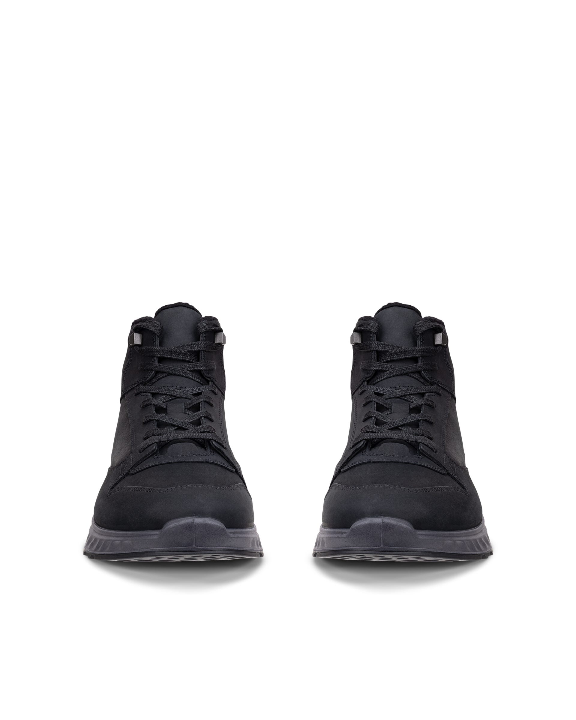 Men's ECCO® EXOSTRIDE Nubuck Boot - Black - Front pair