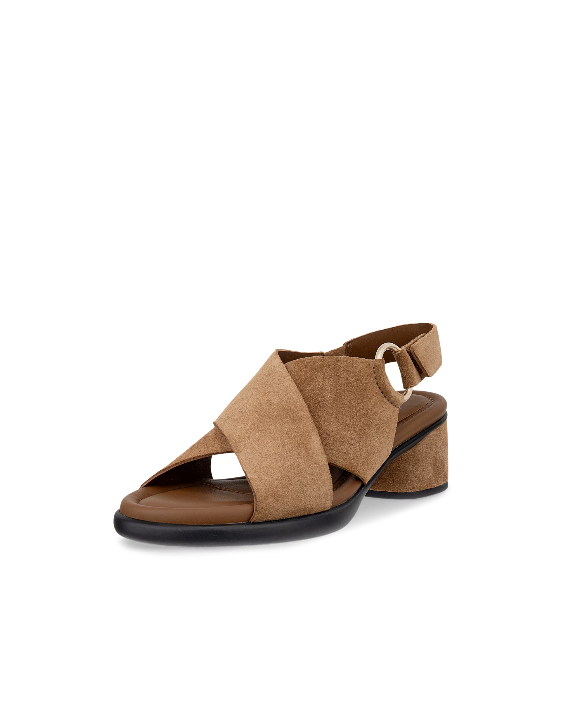 Women's ECCO® Metropole Seoul Suede Heeled Slingback Sandal - Brown - Main