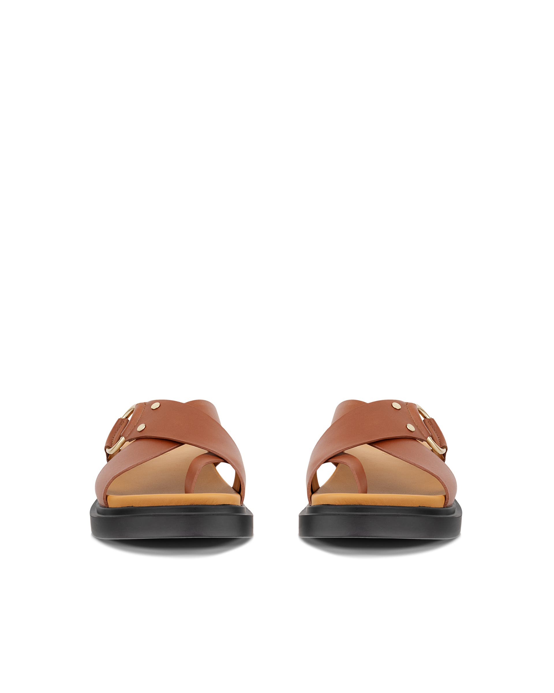 Women's ECCO® Metropole Seoul Leather Ring Sandal - Brown - Front pair