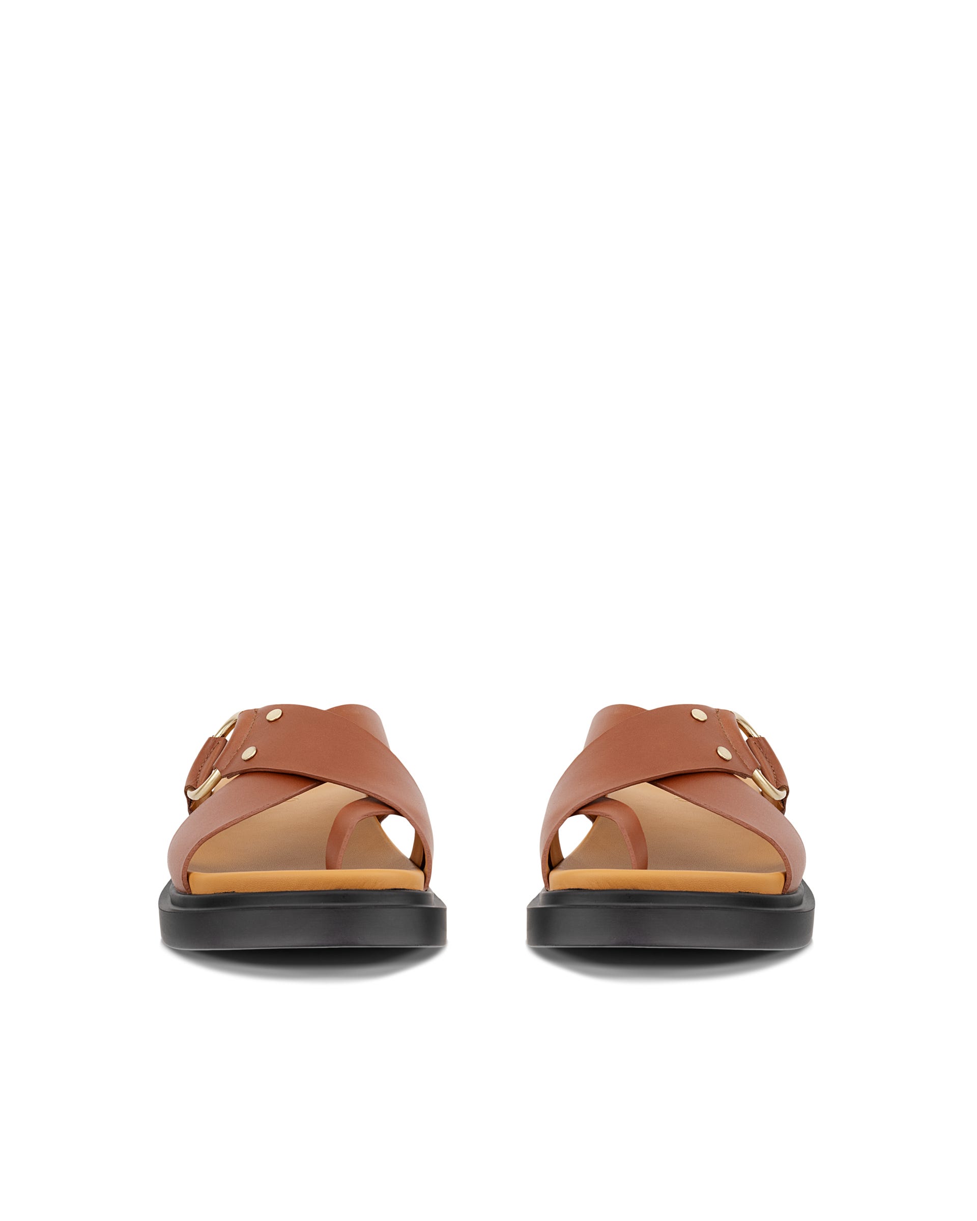 Women's ECCO® Metropole Seoul Leather Ring Sandal - Brown - Front pair