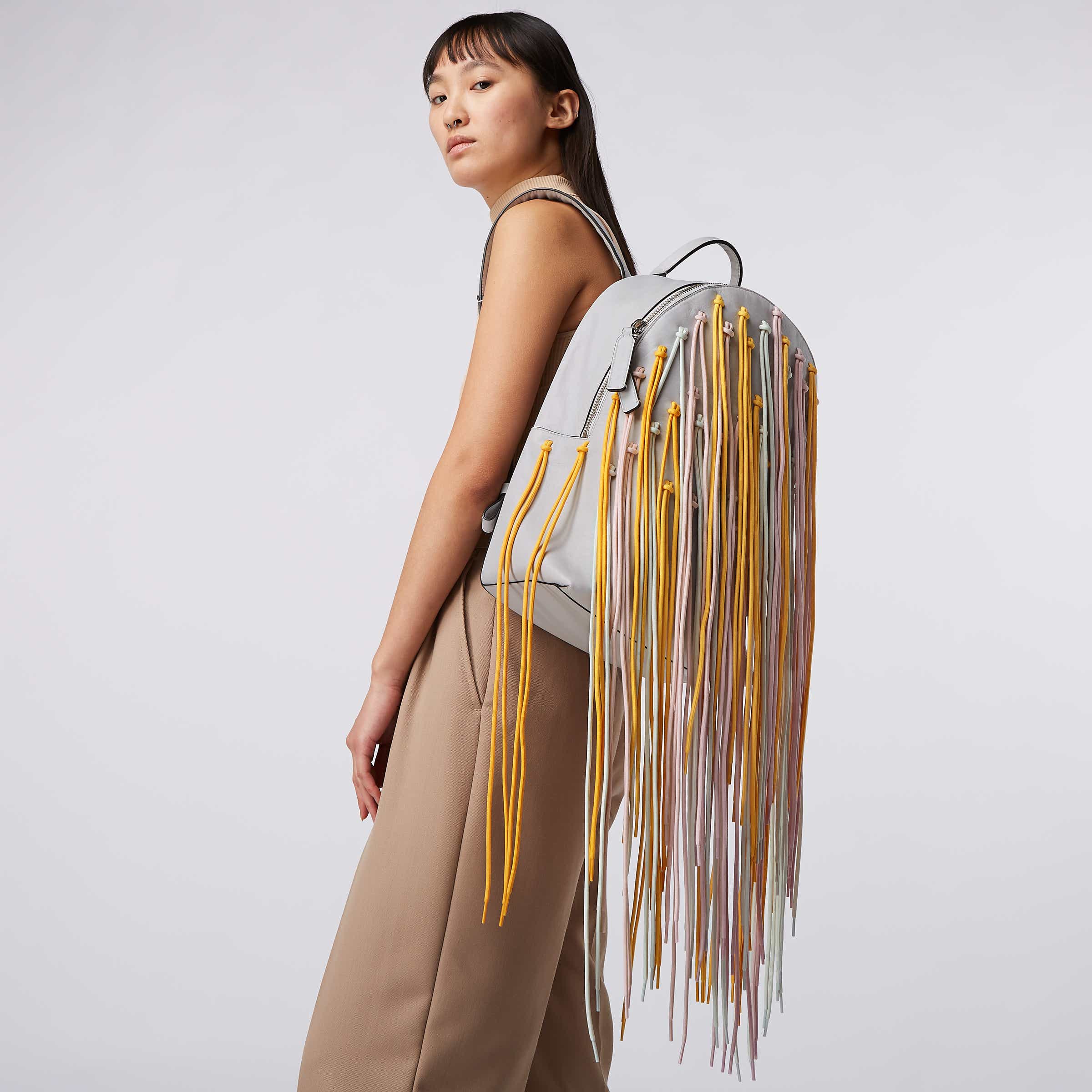 ECCO® E Leather Lace Round Backpack - White - Modelshot-1