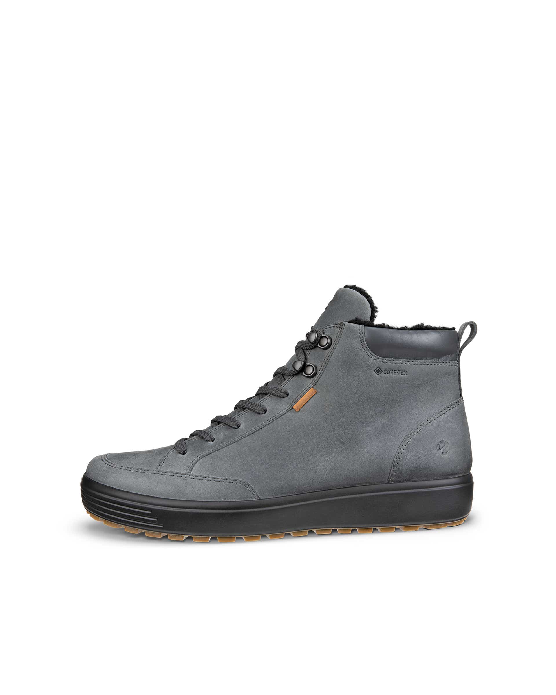 Men's ECCO® Soft 7 Tred Nubuck Gore-Tex Mid-Cut Boot - Grey - Outside