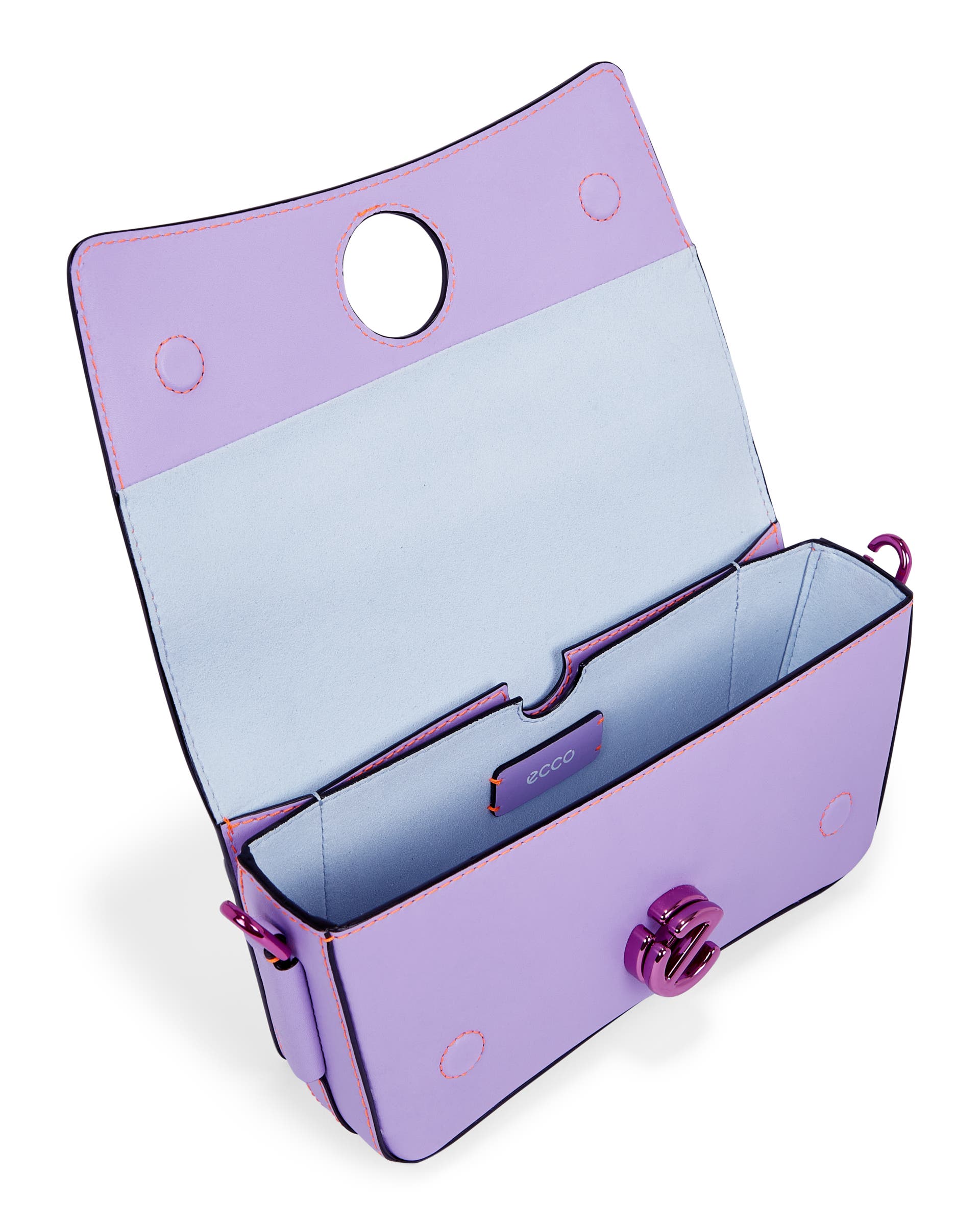 ECCO® Pinch Lock Wave Leather Crossbody Bag - Purple - Inside