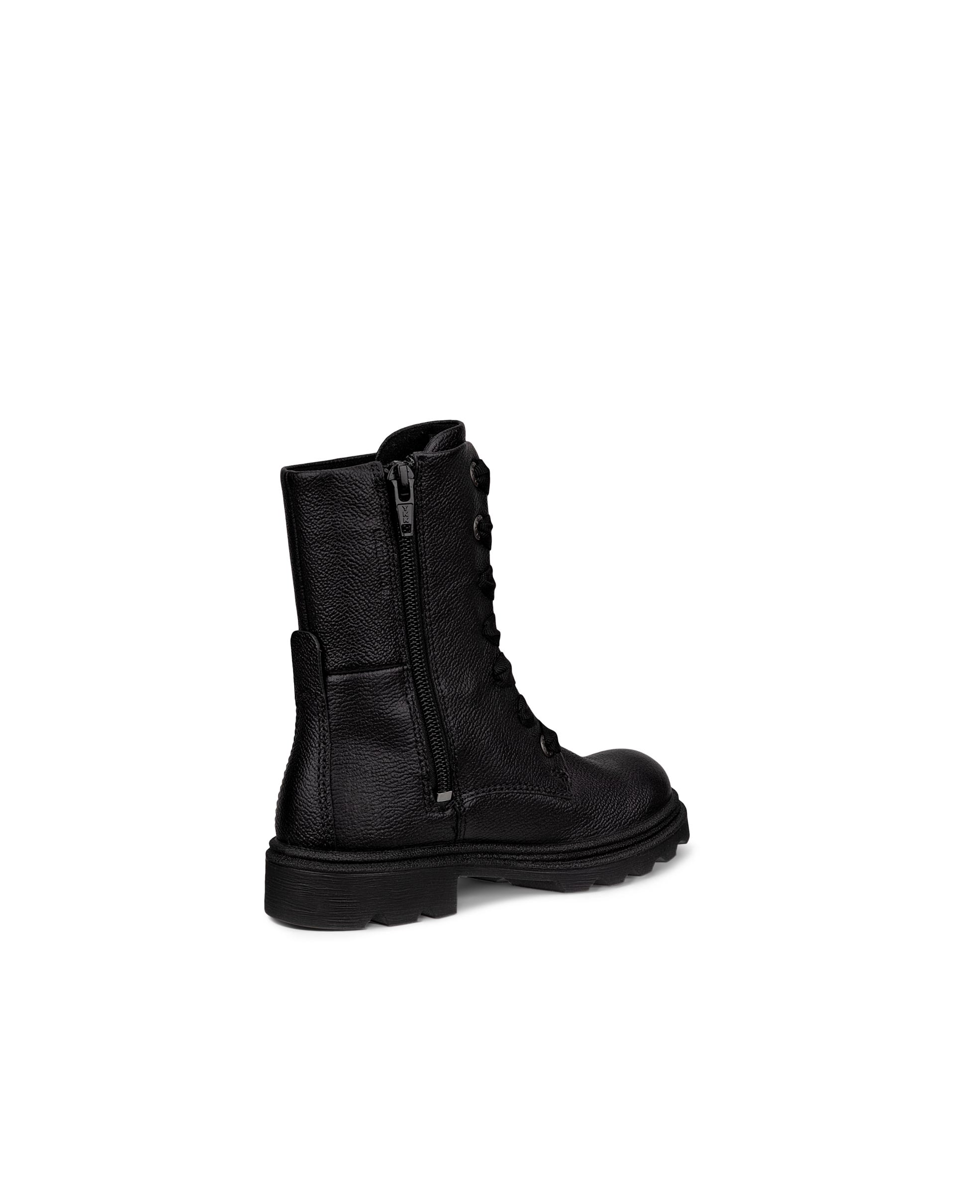 Kids' ECCO® GRAINER Leather Waterproof Lace-Up Boot - Black - Back