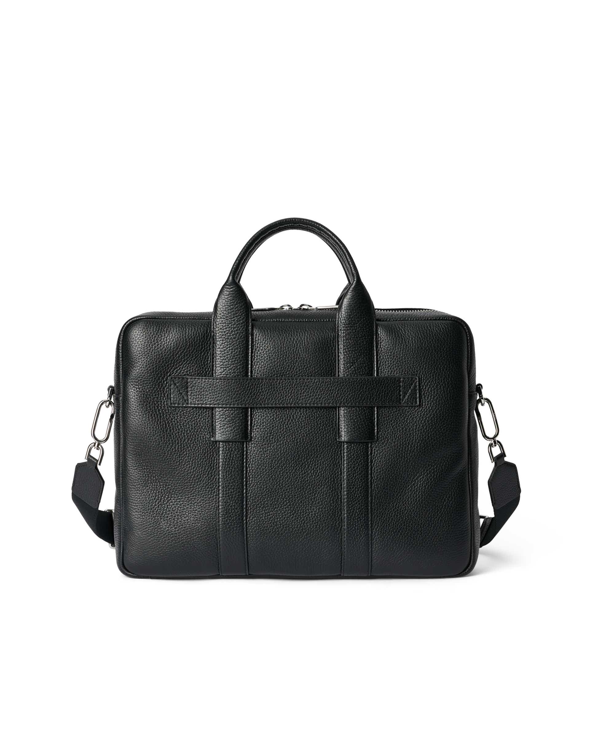 ECCO® Flat Pouch Pebbled Leather Laptop Bag - Black - Back