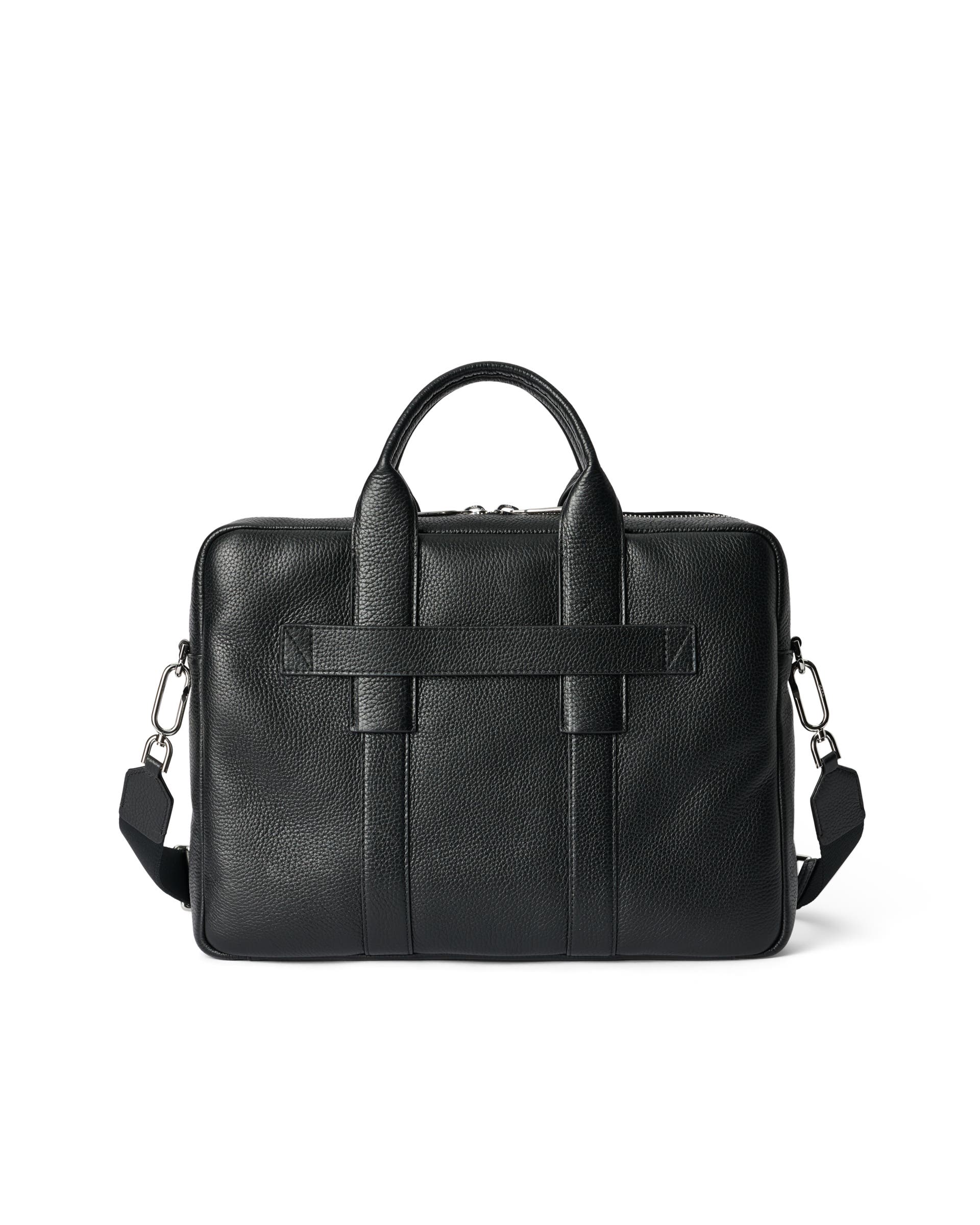 ECCO® Flat Pouch Pebbled Leather Laptop Bag - Black - Back