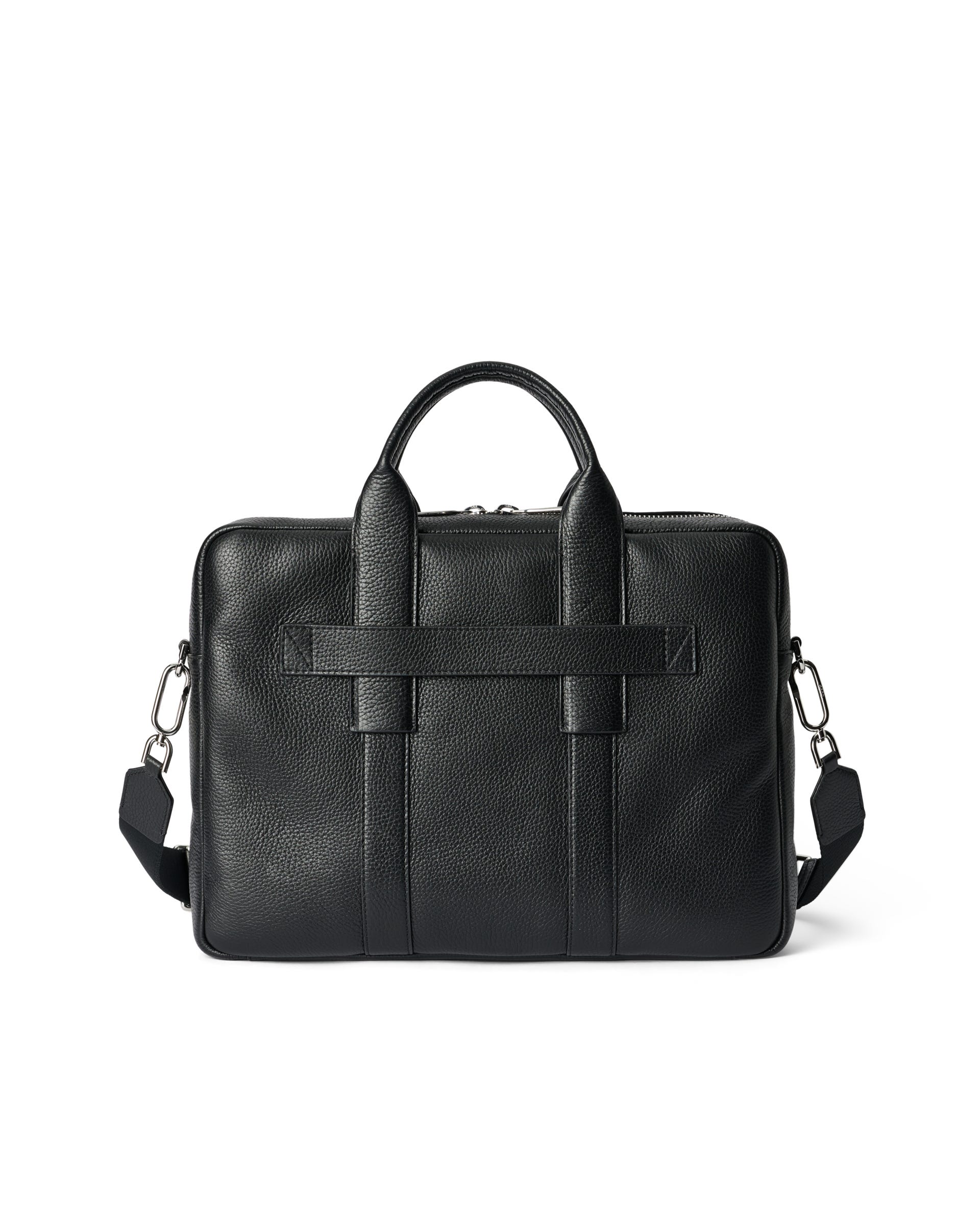 ECCO® Flat Pouch Pebbled Leather Laptop Bag - Black - Back