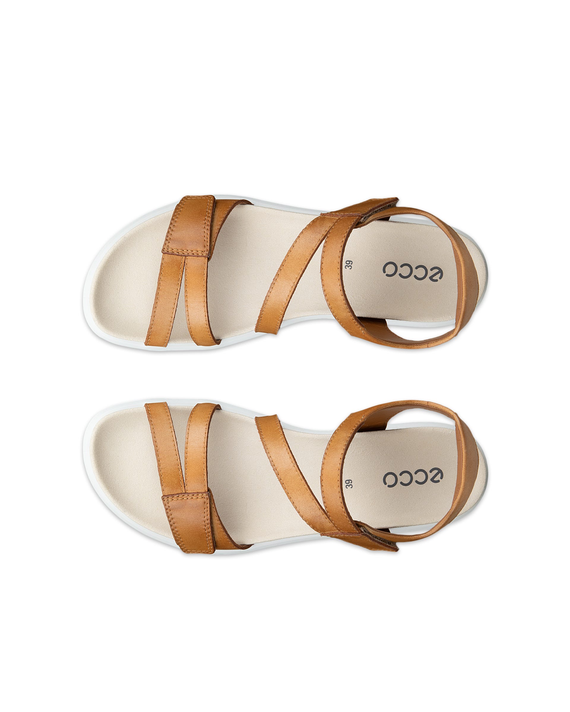 Women's ECCO® Soft Sandal Leather Sandal - Brown - Top left pair