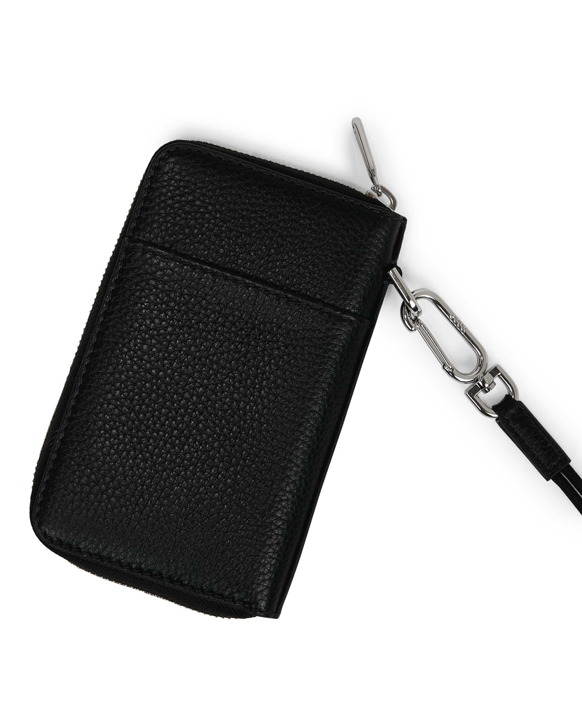 ECCO® Wallet Zip Around Pebbled Leather Pouch Wallet - Black - Back