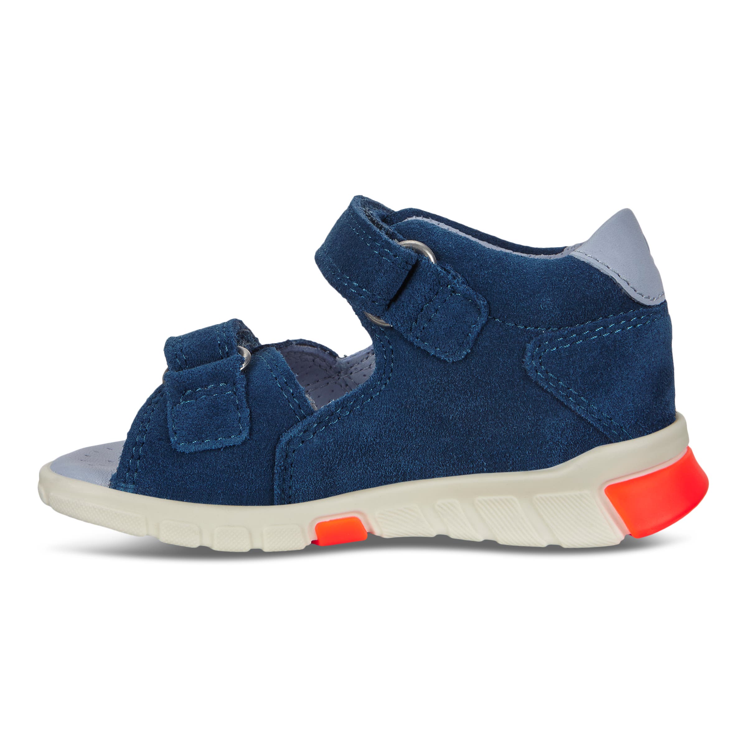 Kids' ECCO® Mini Stride Suede Fisherman Sandal - Blue - Inside