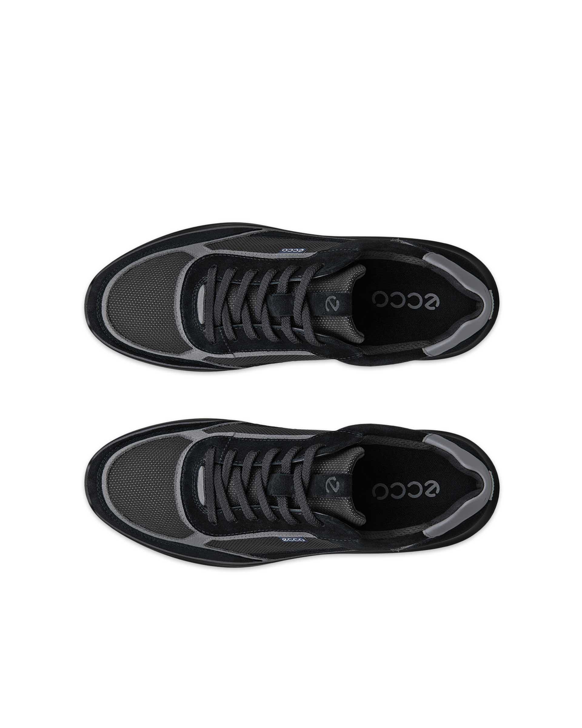 Men's ECCO® CITY STRIDE Leather Sneaker - Black - Top left pair