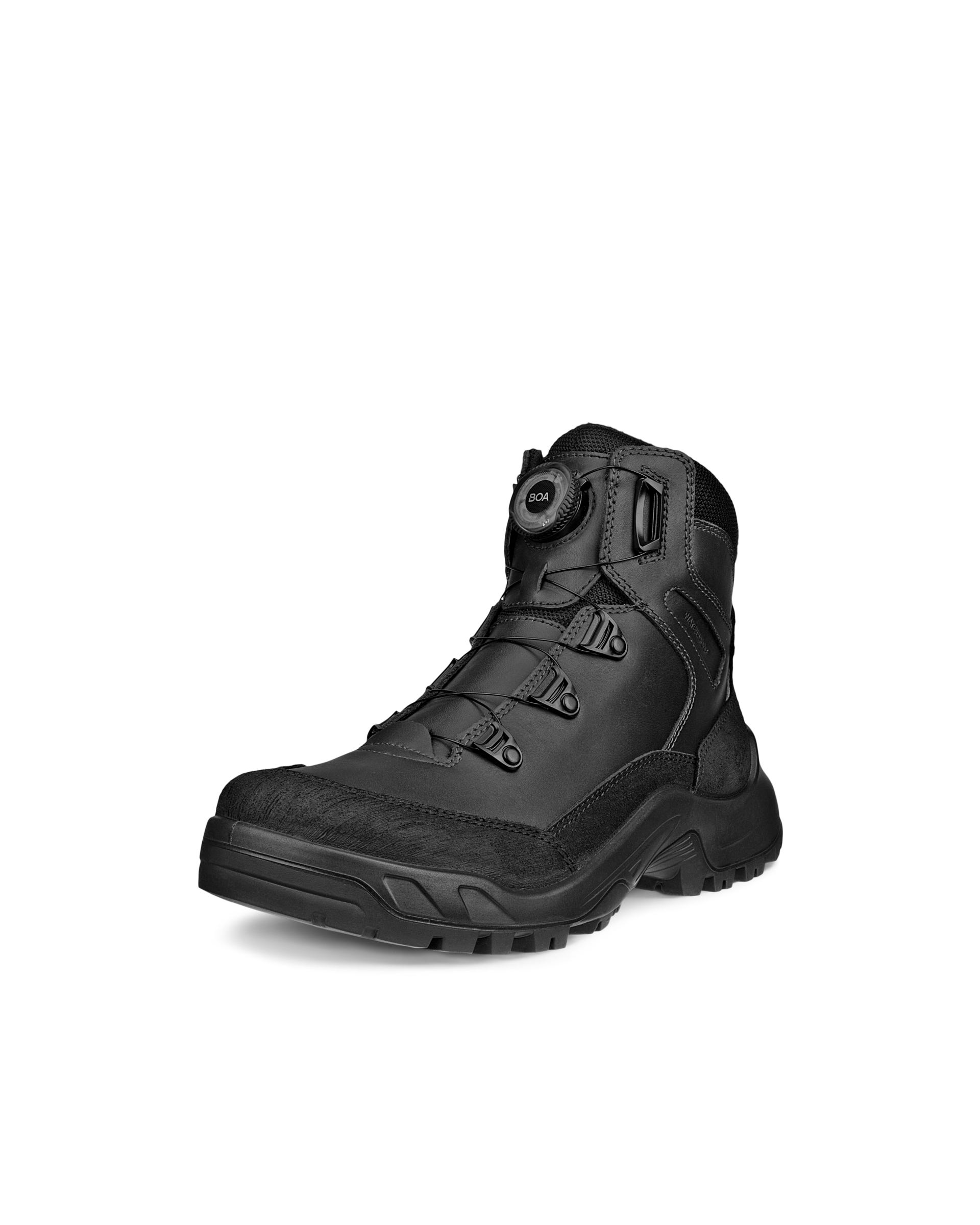Men's ECCO® OFFROAD Leather Waterproof Mid-Cut Outdoor Boot - Black - Main