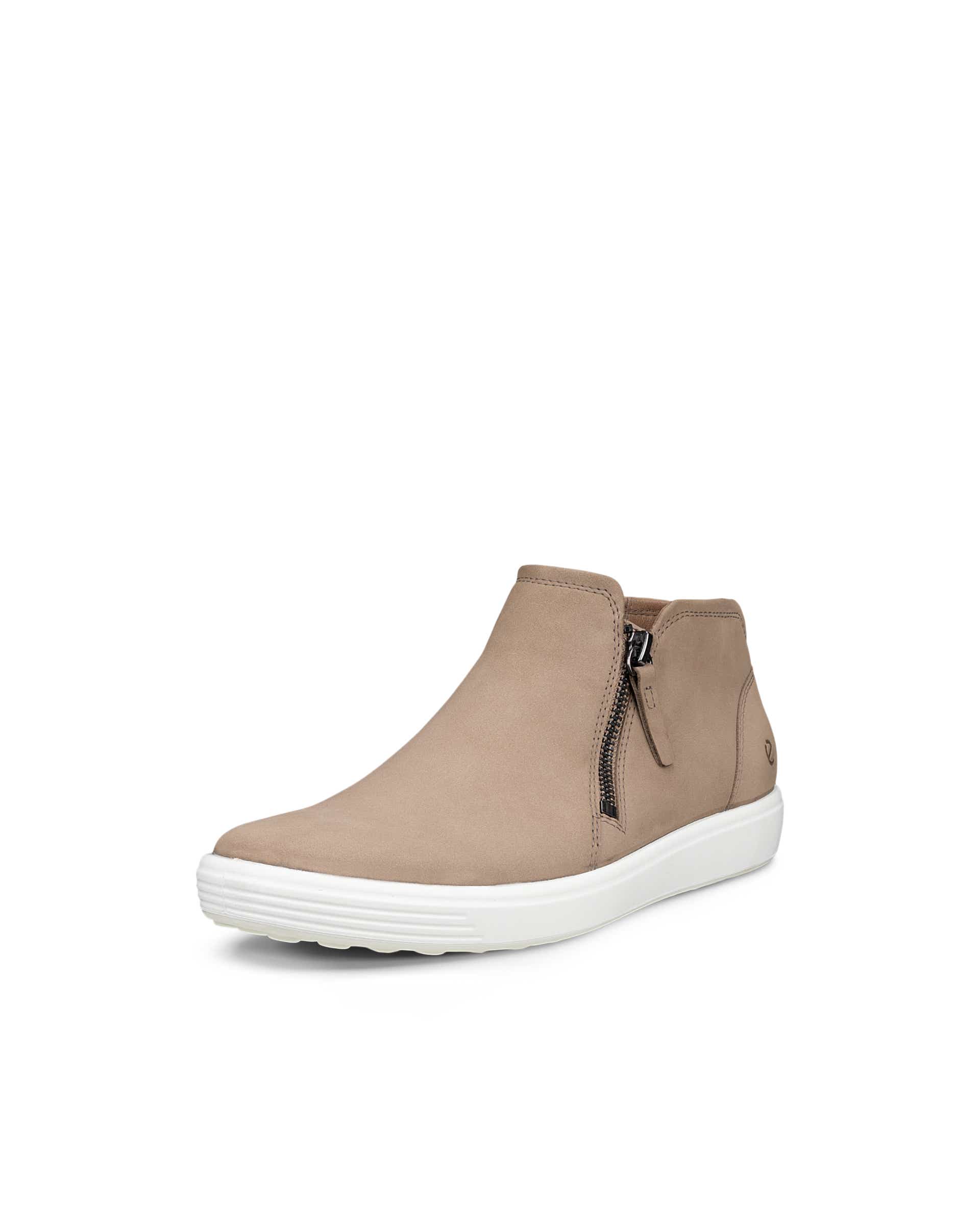 Women's ECCO® SOFT 7 Nubuck Zip Bootie - Gray - Main