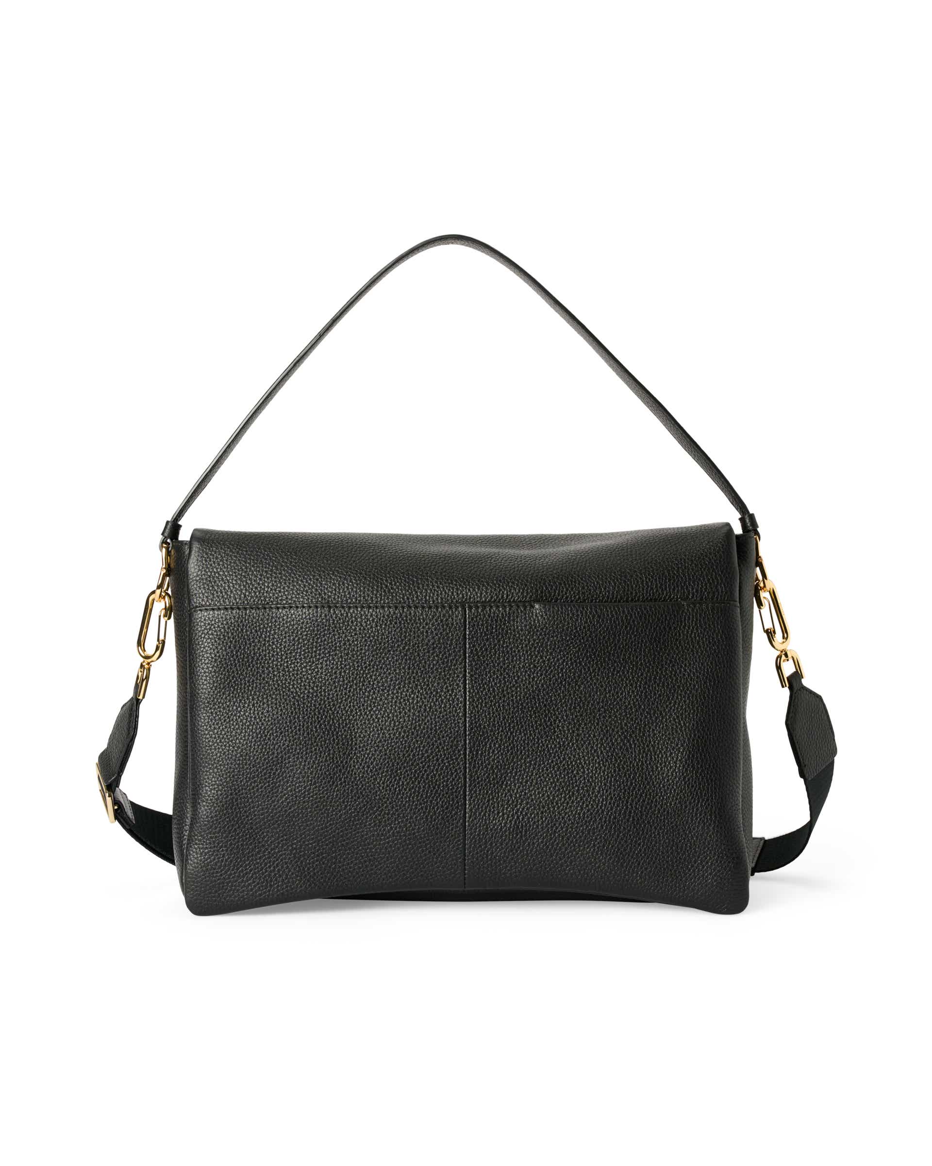 ECCO® Extra-Large Pinch Leather Shoulder Bag - Black - Back