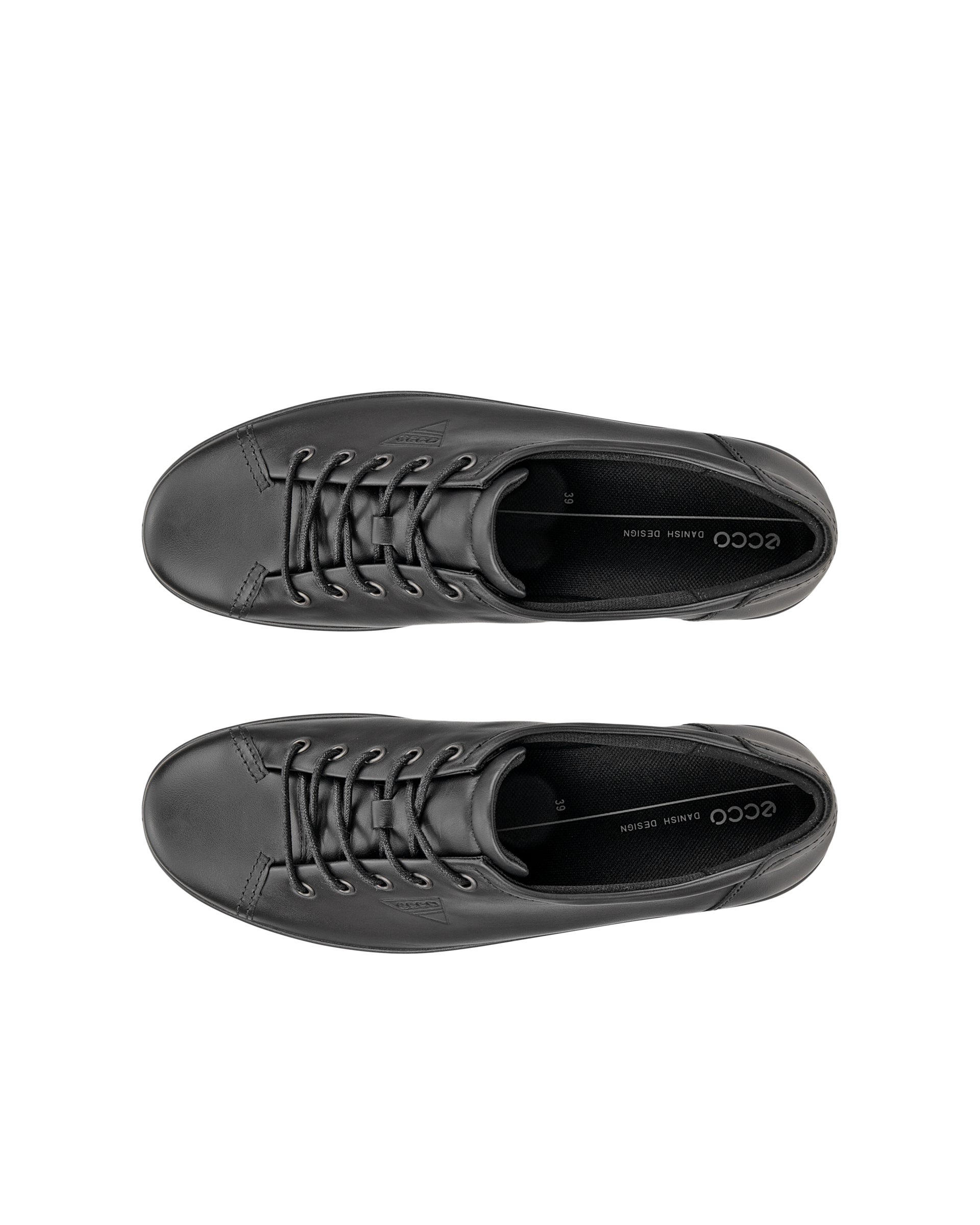 ECCO® Soft 2.0 chaussures de marche en cuir pour femme - Noir - Top left pair