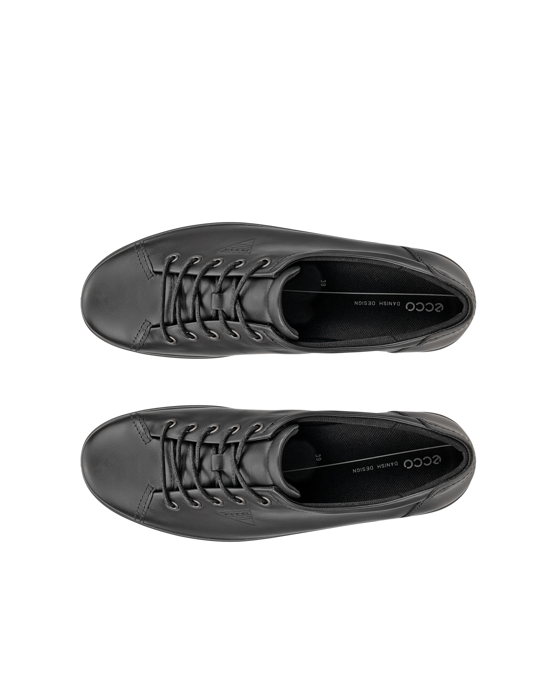 Women's ECCOยฎ Soft 2.0 Leather Walking Shoe - Black - Top left pair