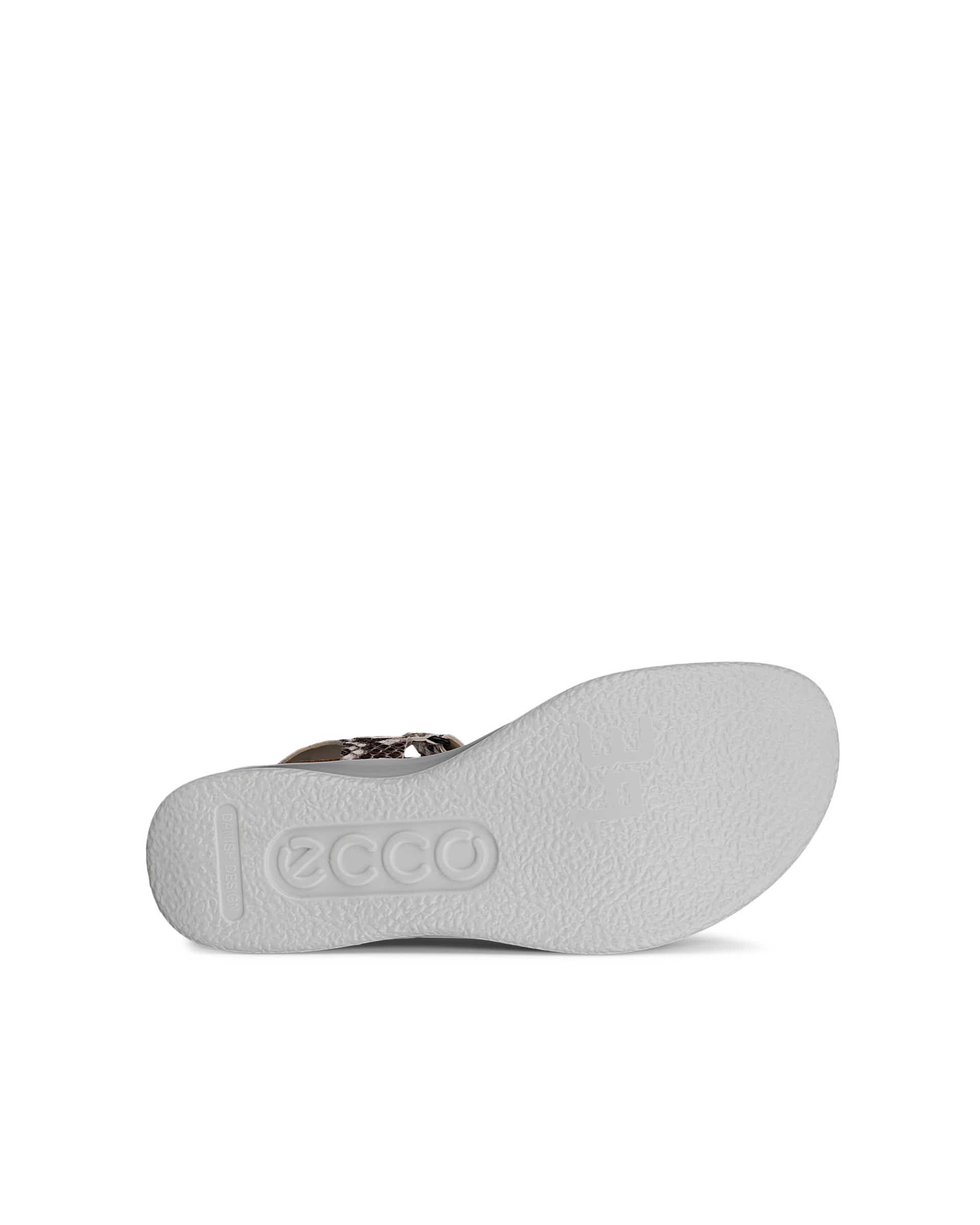 ECCO® Flowt Wedge Cork Dames leren sandaal met kurken sleehak - Grijs - Sole