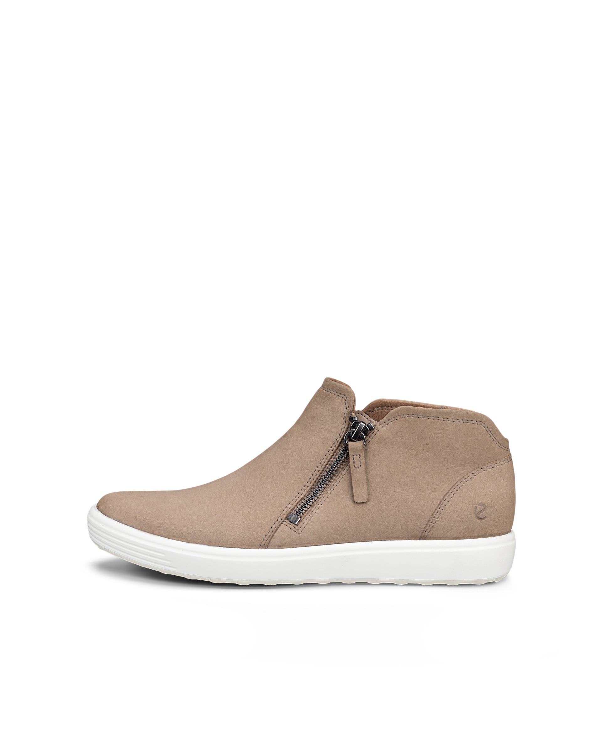 Women's ECCO® SOFT 7 Nubuck Zip Bootie - Gray - Outside