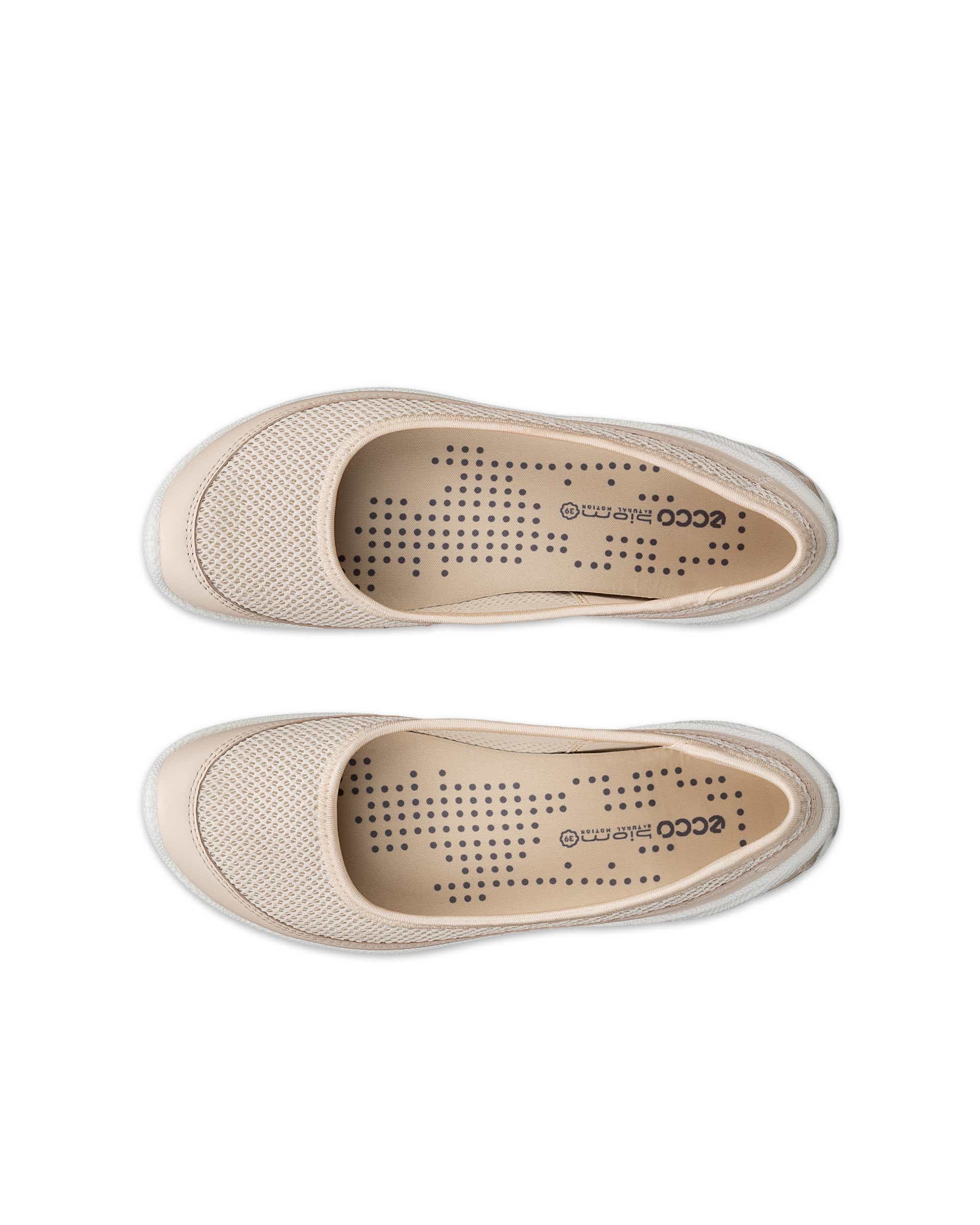Women's ECCO® Biom Lite Textile Ballerina - Beige - Top left pair