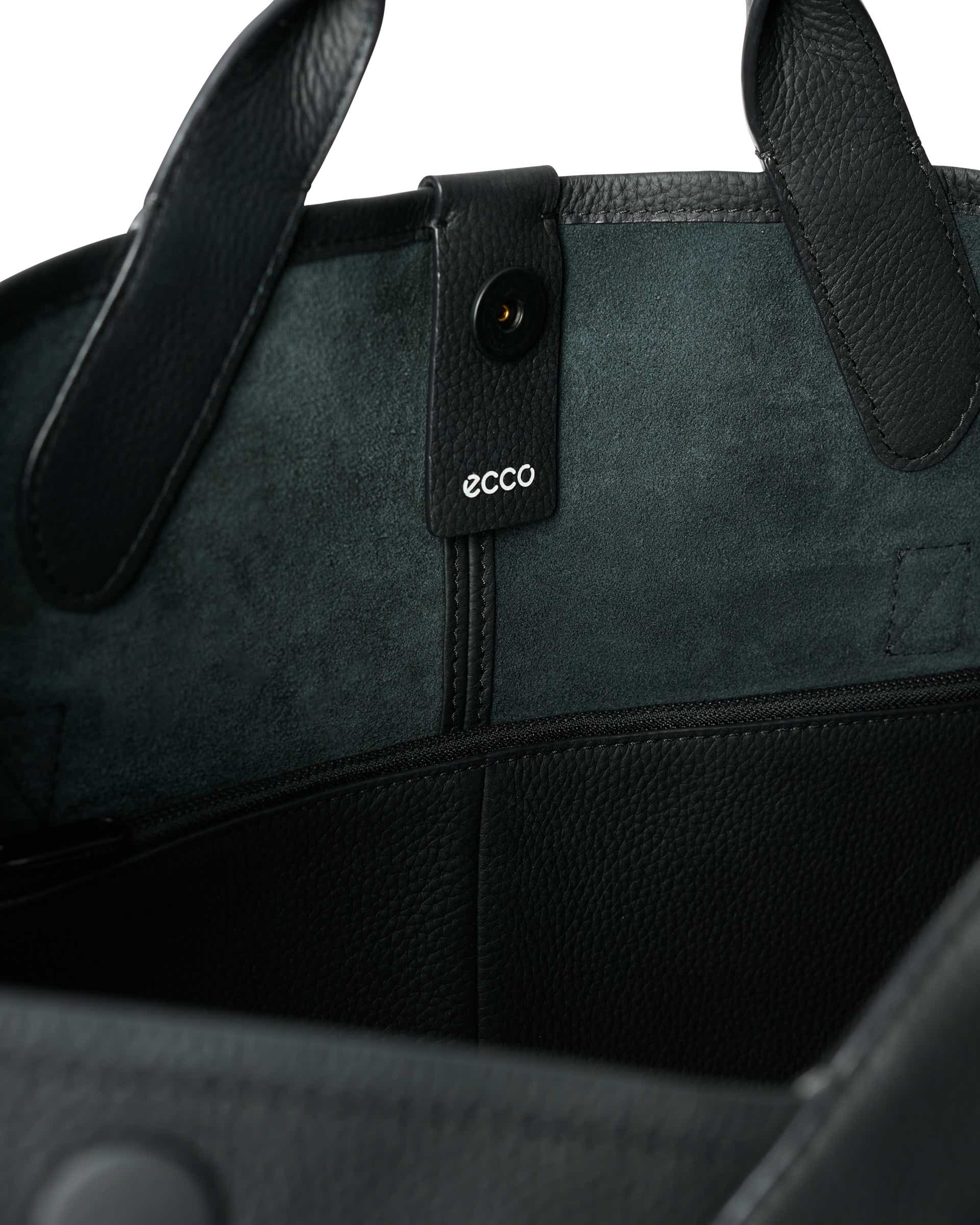 ECCO Tote Soft East West Large Soft Pebbled レザートートバッグ - ブラック - Inside