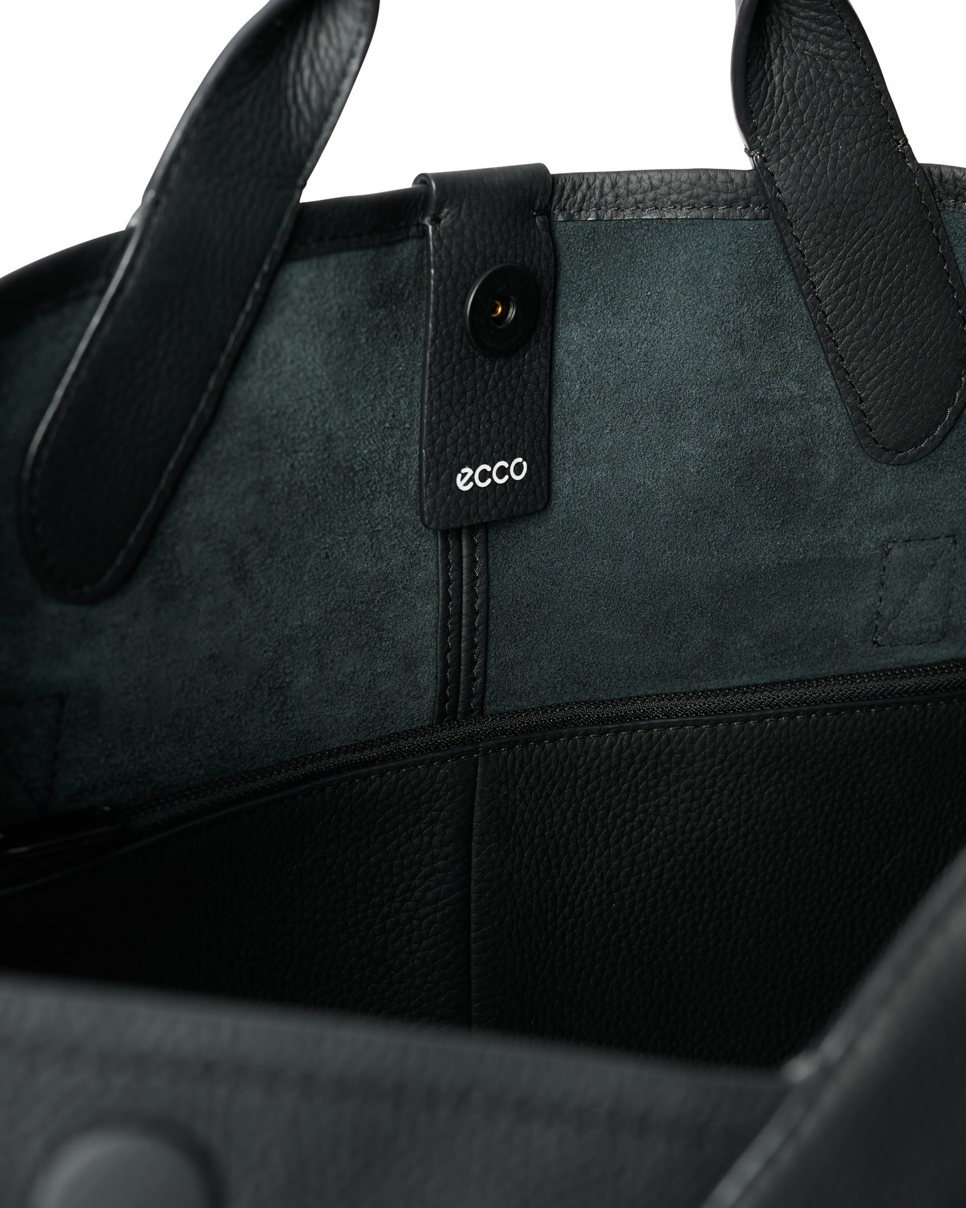 ECCO Tote Soft East West Large Soft Pebbled レザートートバッグ - ブラック - Inside