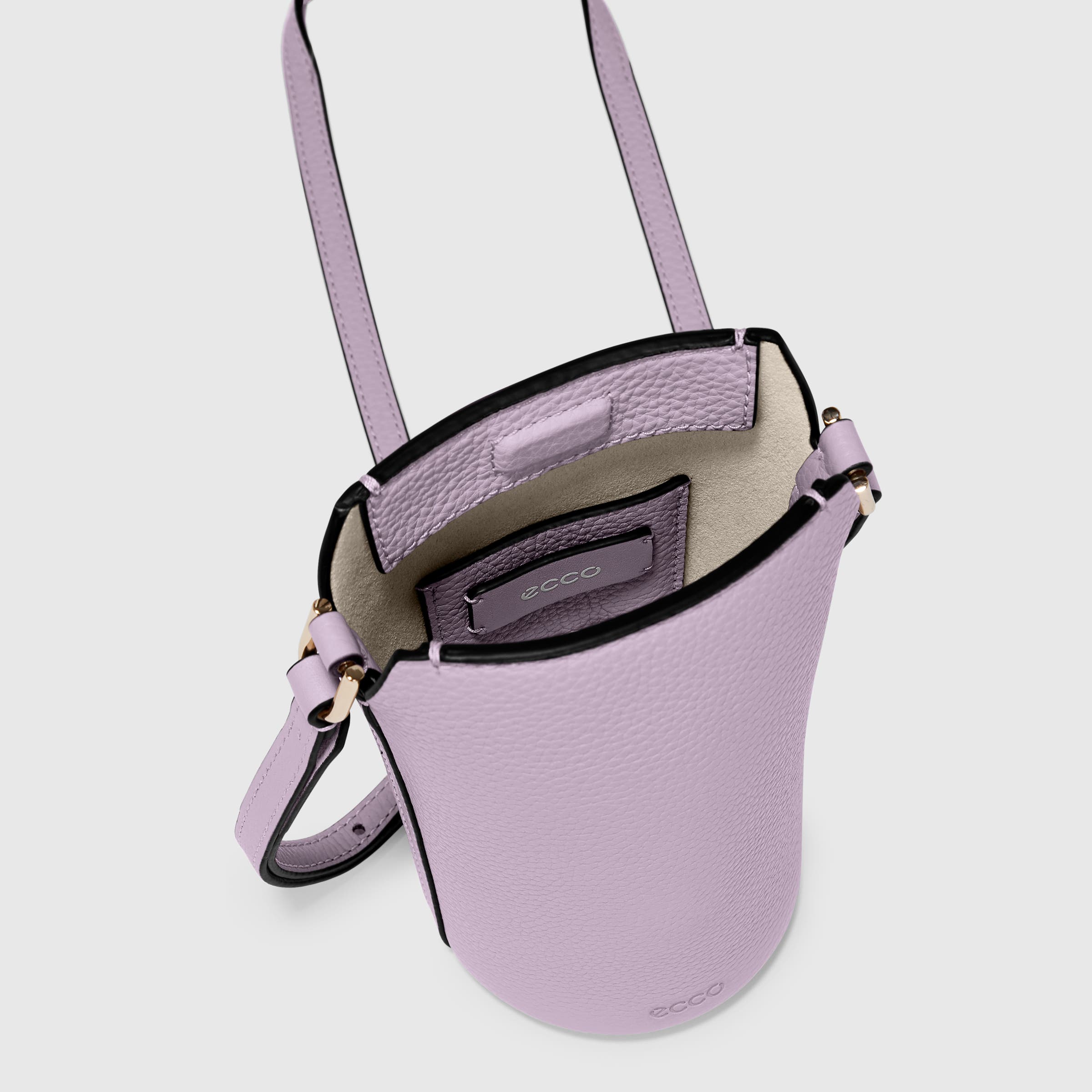 ECCO® Textureblock Pot Leather Crossbody Bag - Purple - Inside