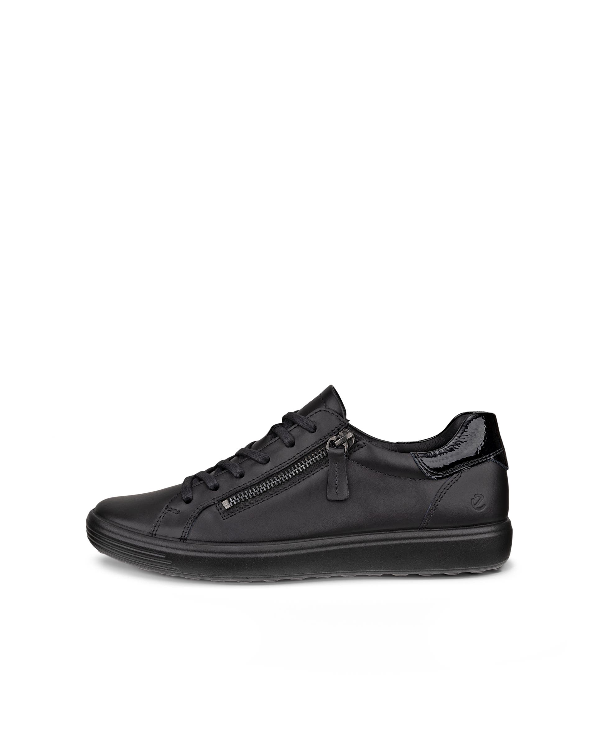 Women's ECCO® Soft 7 Nubuck Side-Zip Sneaker - Black - Outside