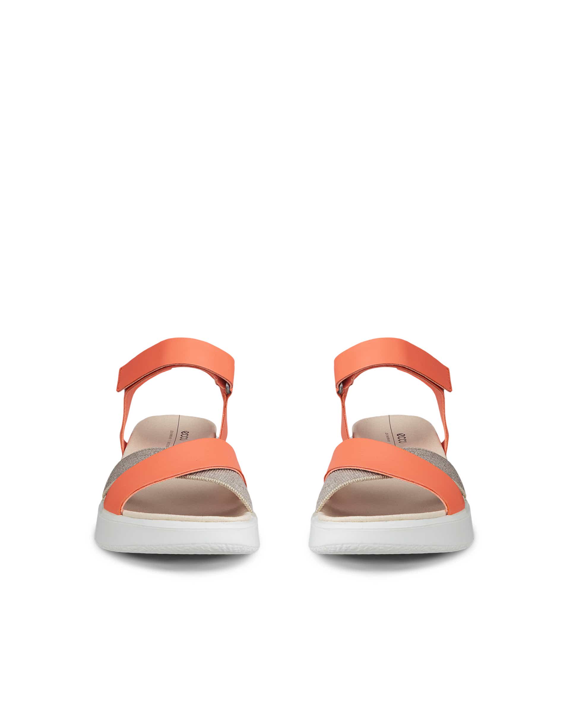 Women's ECCO® Flowt LX Leather Wedge Sandal - Orange - Front pair
