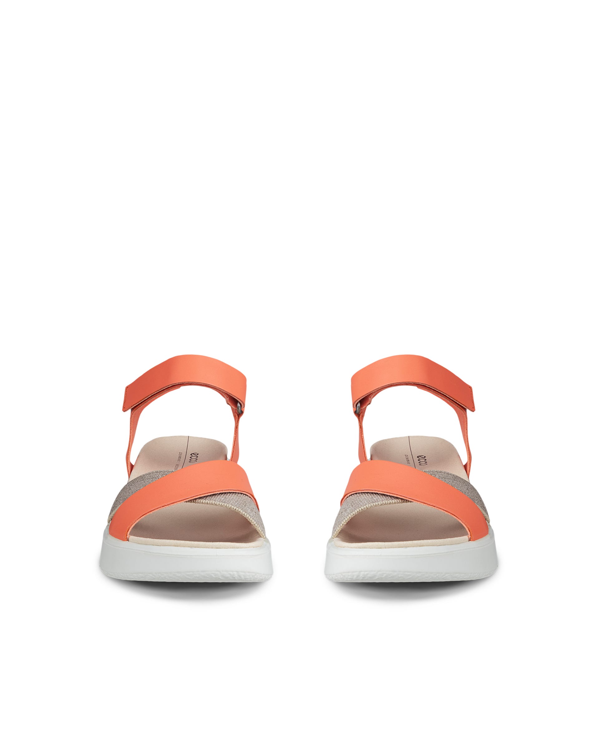 Women's ECCO® Flowt LX Leather Wedge Sandal - Orange - Front pair