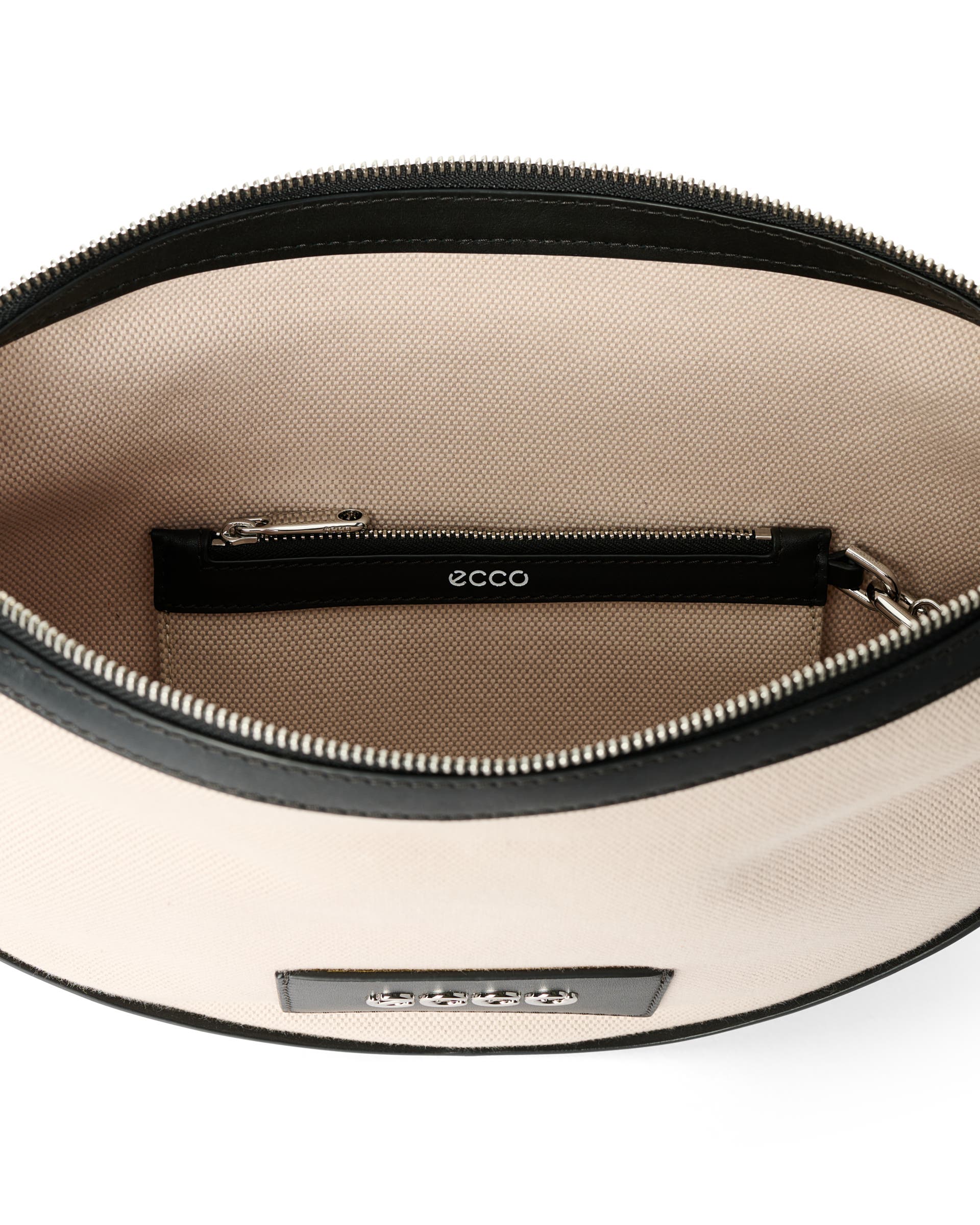 ECCO® Fortune Medium Canvas Leather Crossbody Bag - Beige - Inside