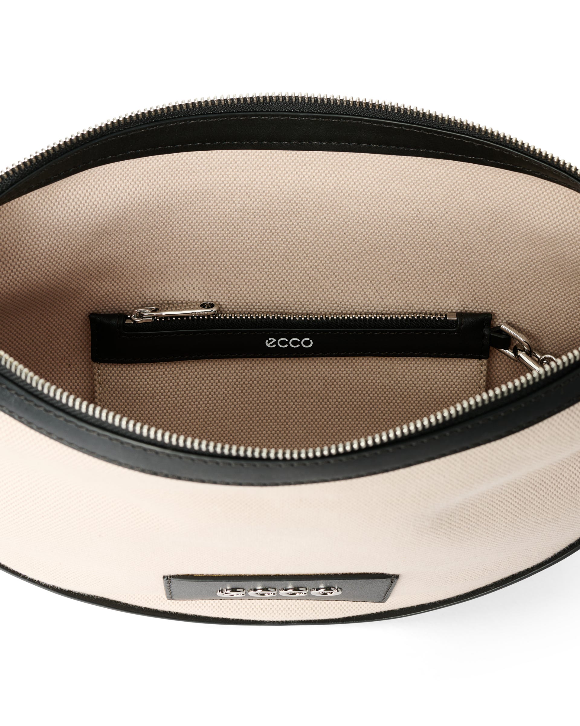ECCO® Fortune Medium Canvas Leather Crossbody Bag - Beige - Inside