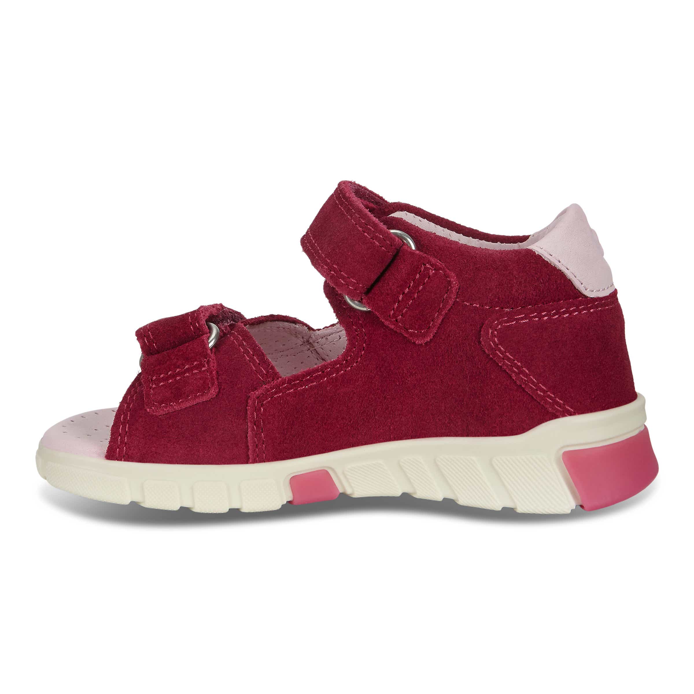 Kids' ECCO® Mini Stride Suede Fisherman Sandal - Red - Inside