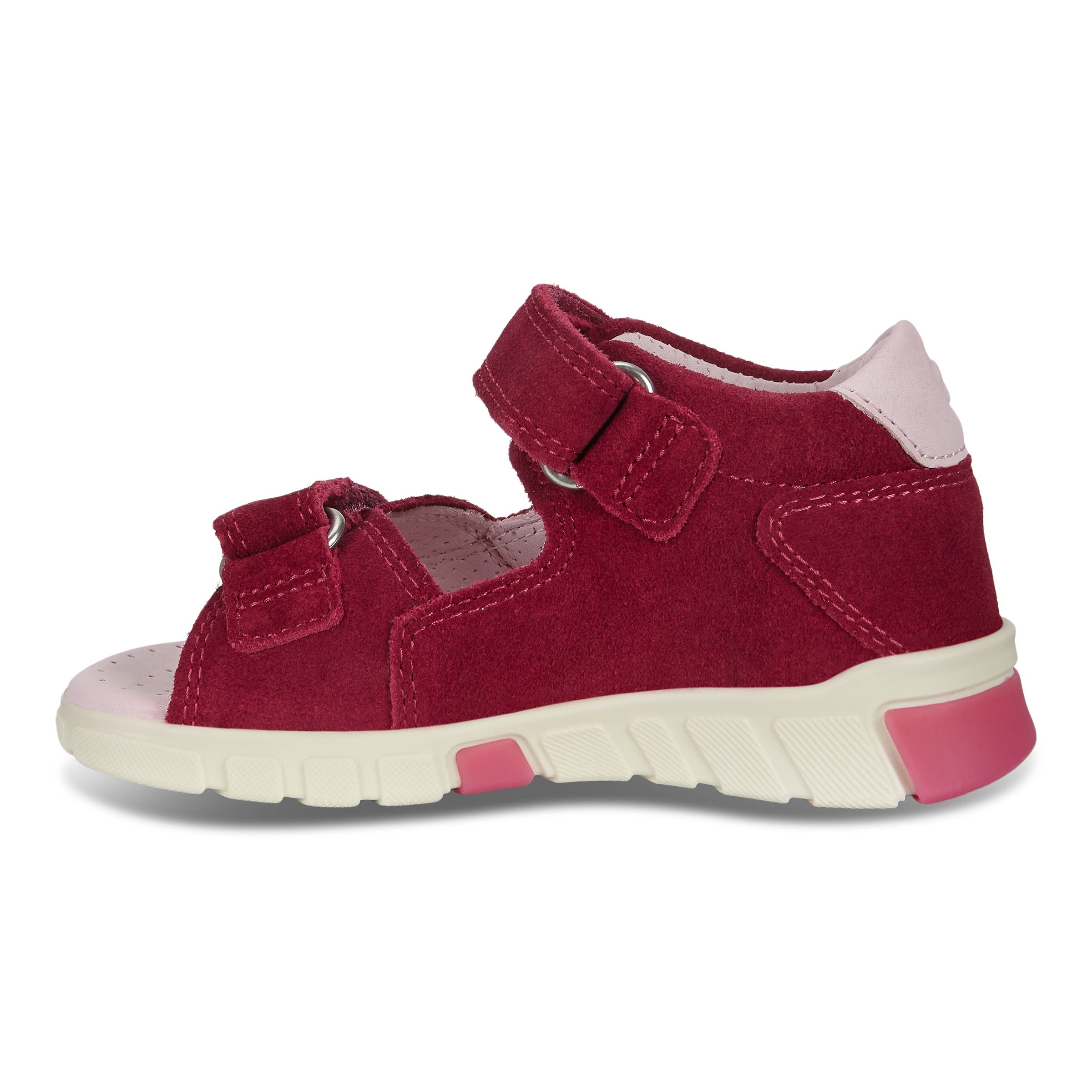 Kids' ECCO® Mini Stride Suede Fisherman Sandal - Red - Inside