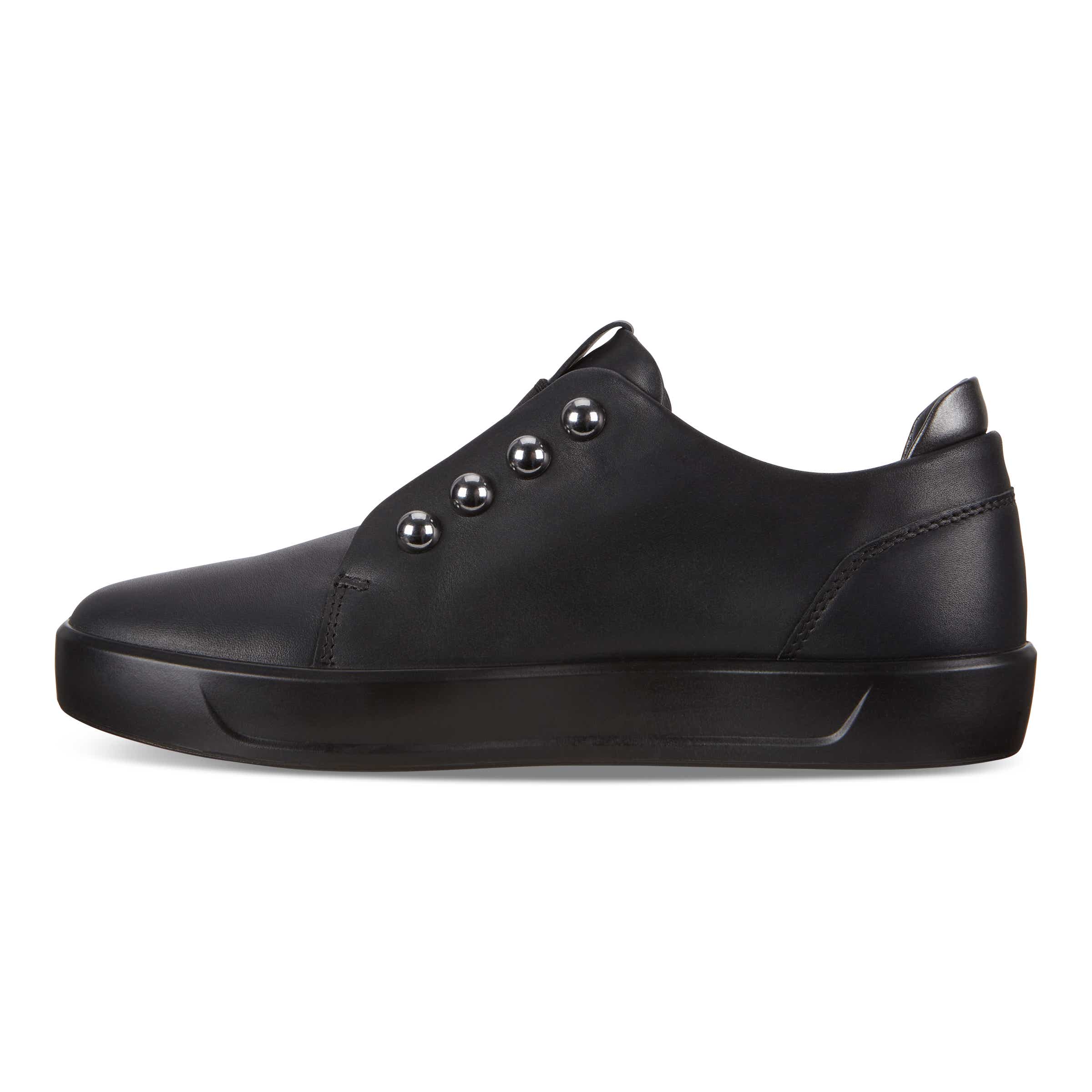 Women's ECCO® Soft 8 Leather Slip-On Sneaker - Black - Inside