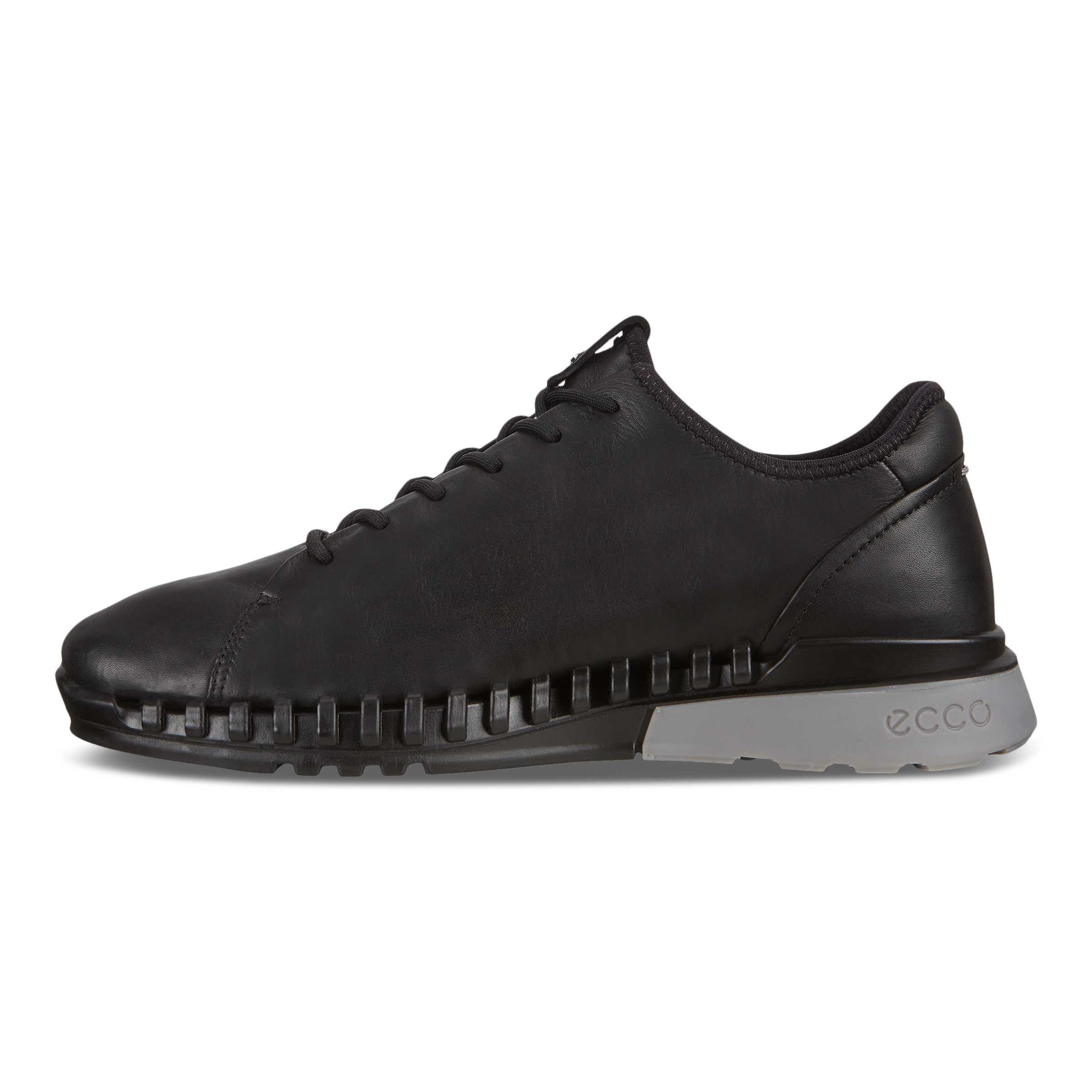 Women's ECCO® Zipflex Leather Sneaker - Black - Inside