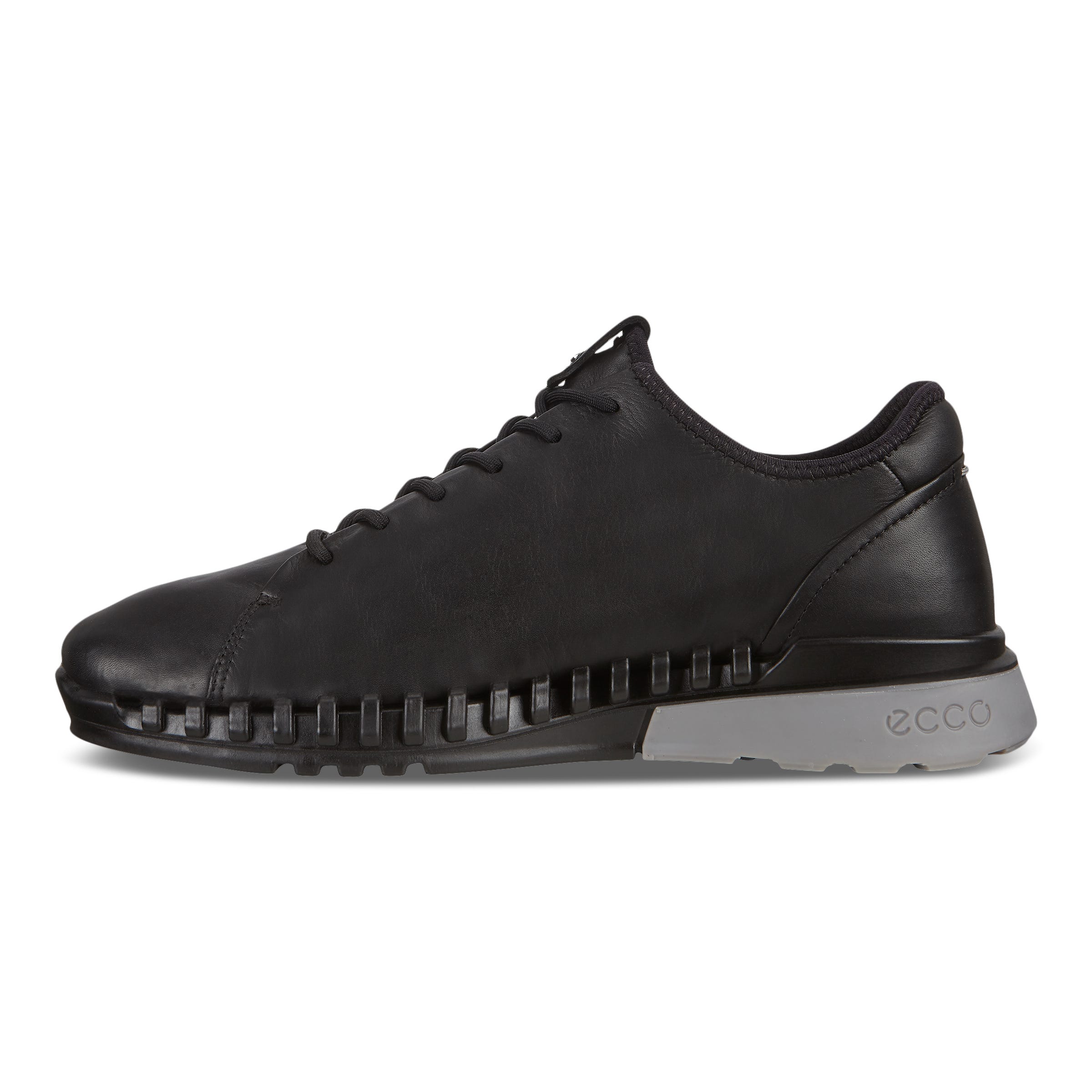 Women's ECCO® Zipflex Leather Sneaker - Black - Inside