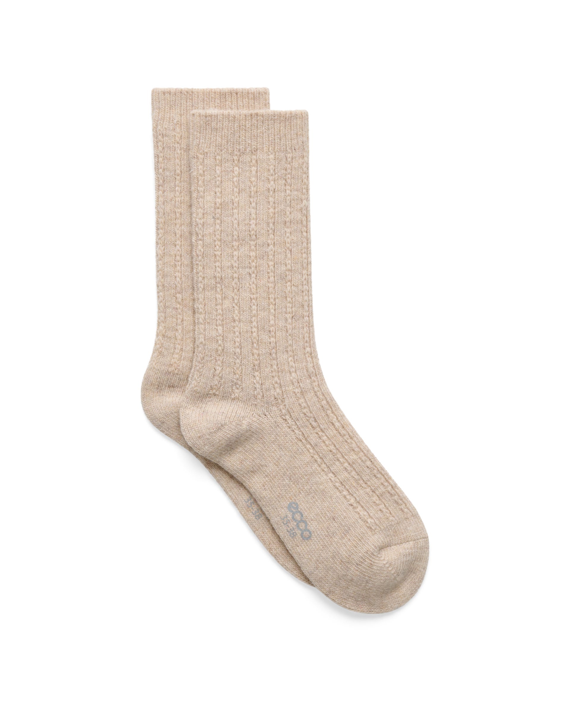 ECCO® HYGGE CABLE KNIT MID-CUT Damen Stricksocken mit Zopfmuster - Beige - Main