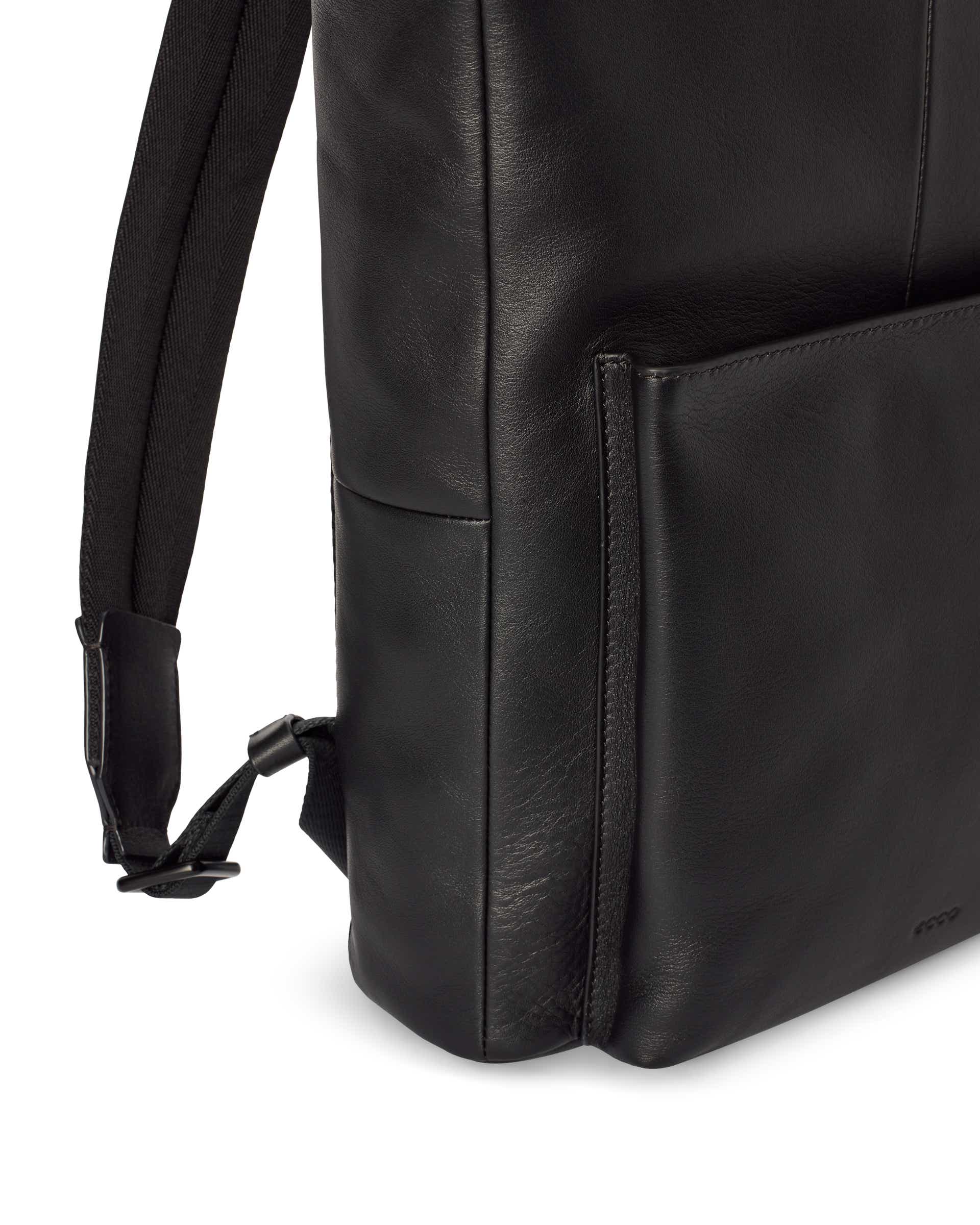 ECCO® SQUARE PACK CITY Herren Quadratischer Rucksack aus Leder - Schwarz - Detail-1