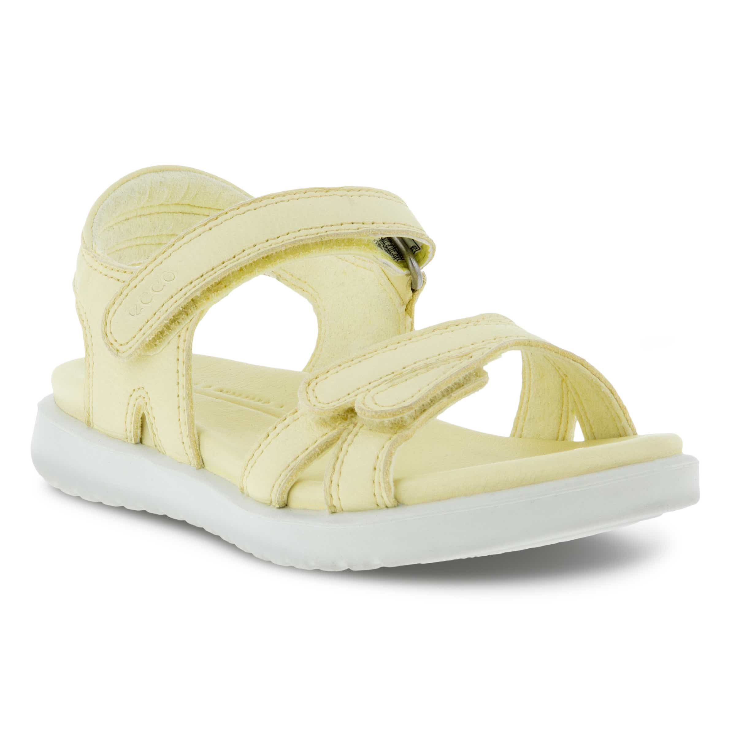Kids' ECCO® Flora Leather Two Strap Sandal - Yellow - Main