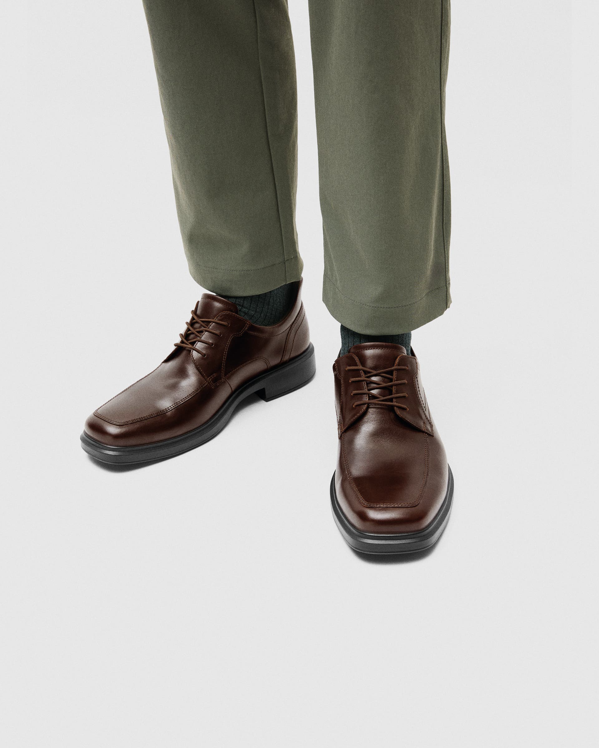 Men's ECCO® Helsinki 2 Leather Slip-In Derby Shoe - Brown - Lifestyle image-1