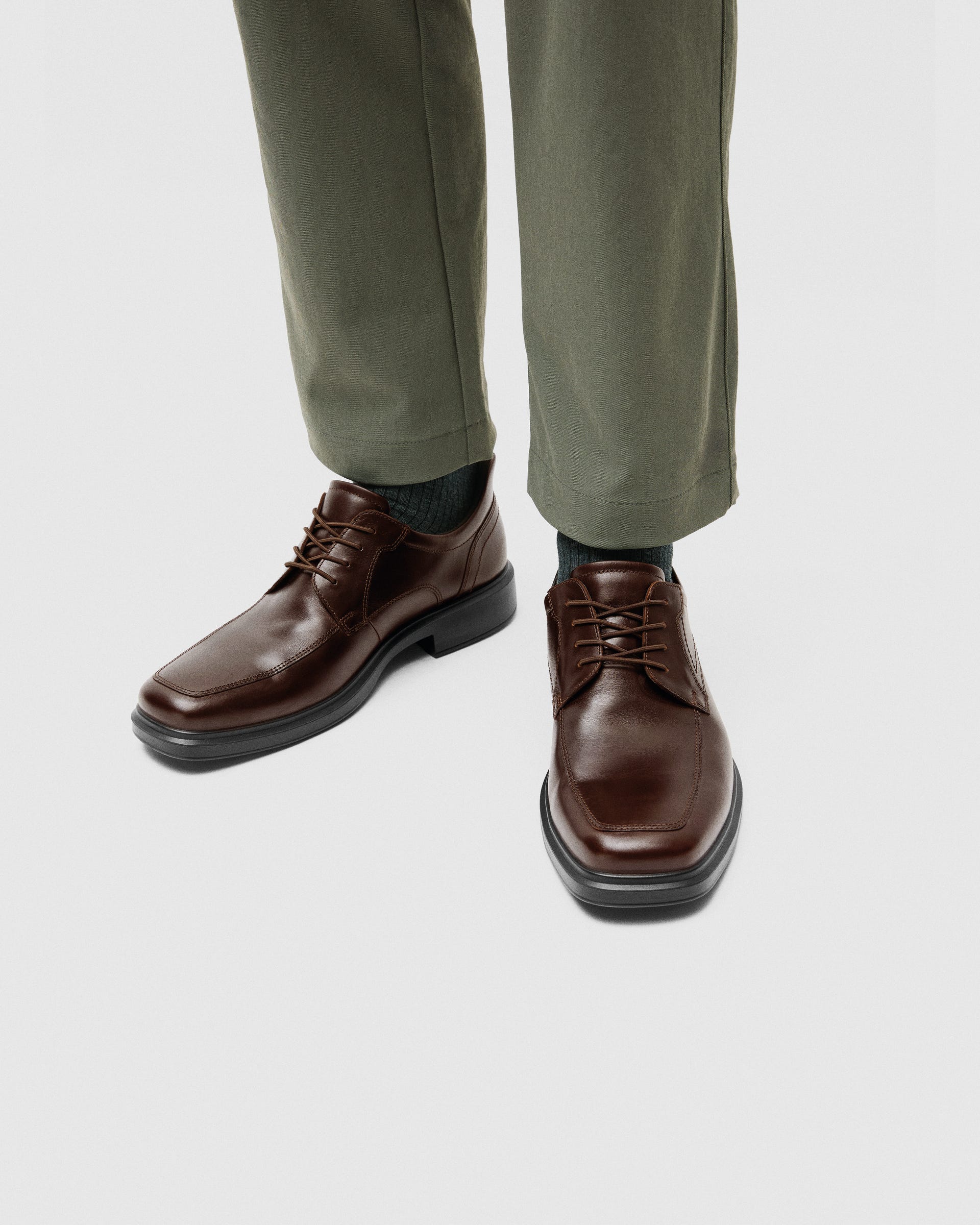 Men's ECCO® Helsinki 2 Leather Slip-In Derby Shoe - Brown - Lifestyle image-1