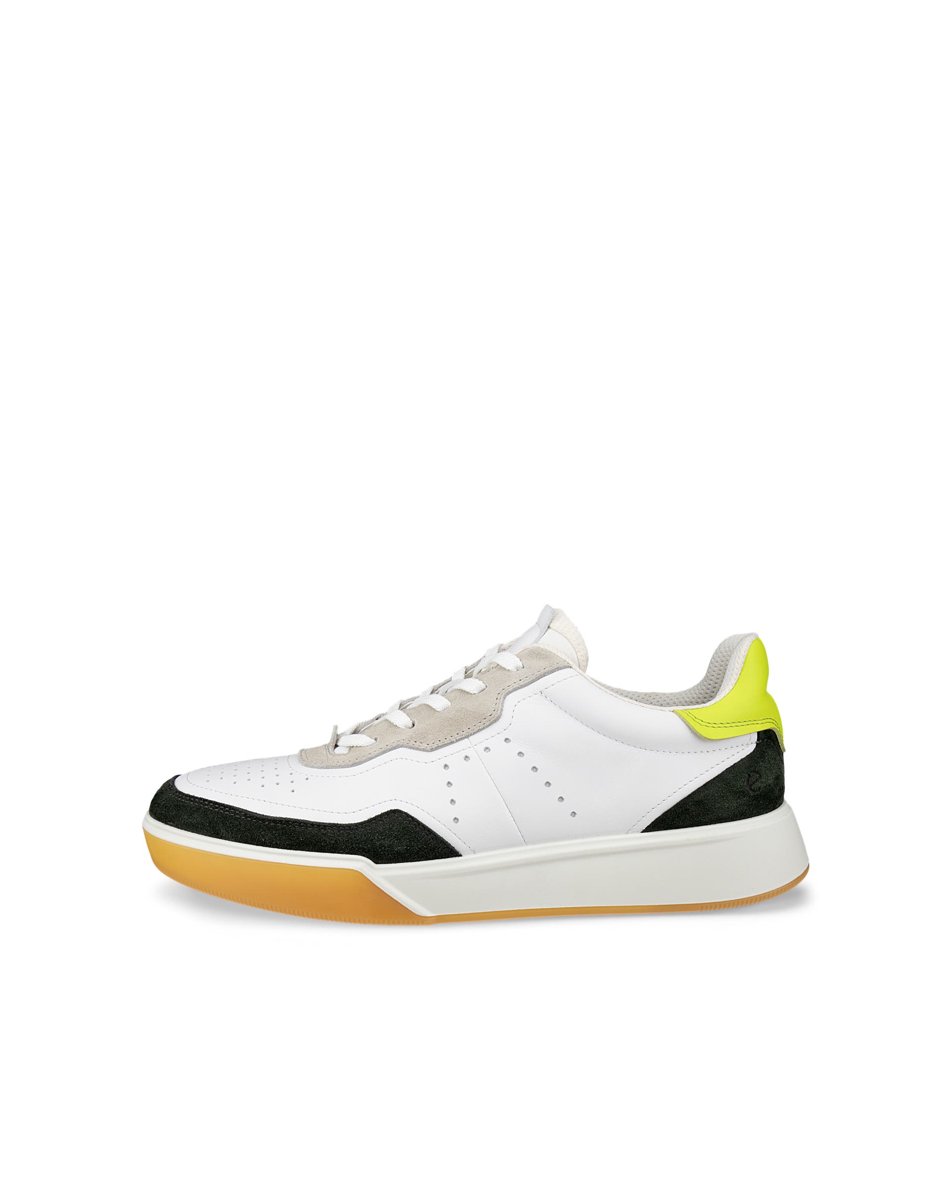 Men's ECCO® Street Court Leather Trainer - White - Outside