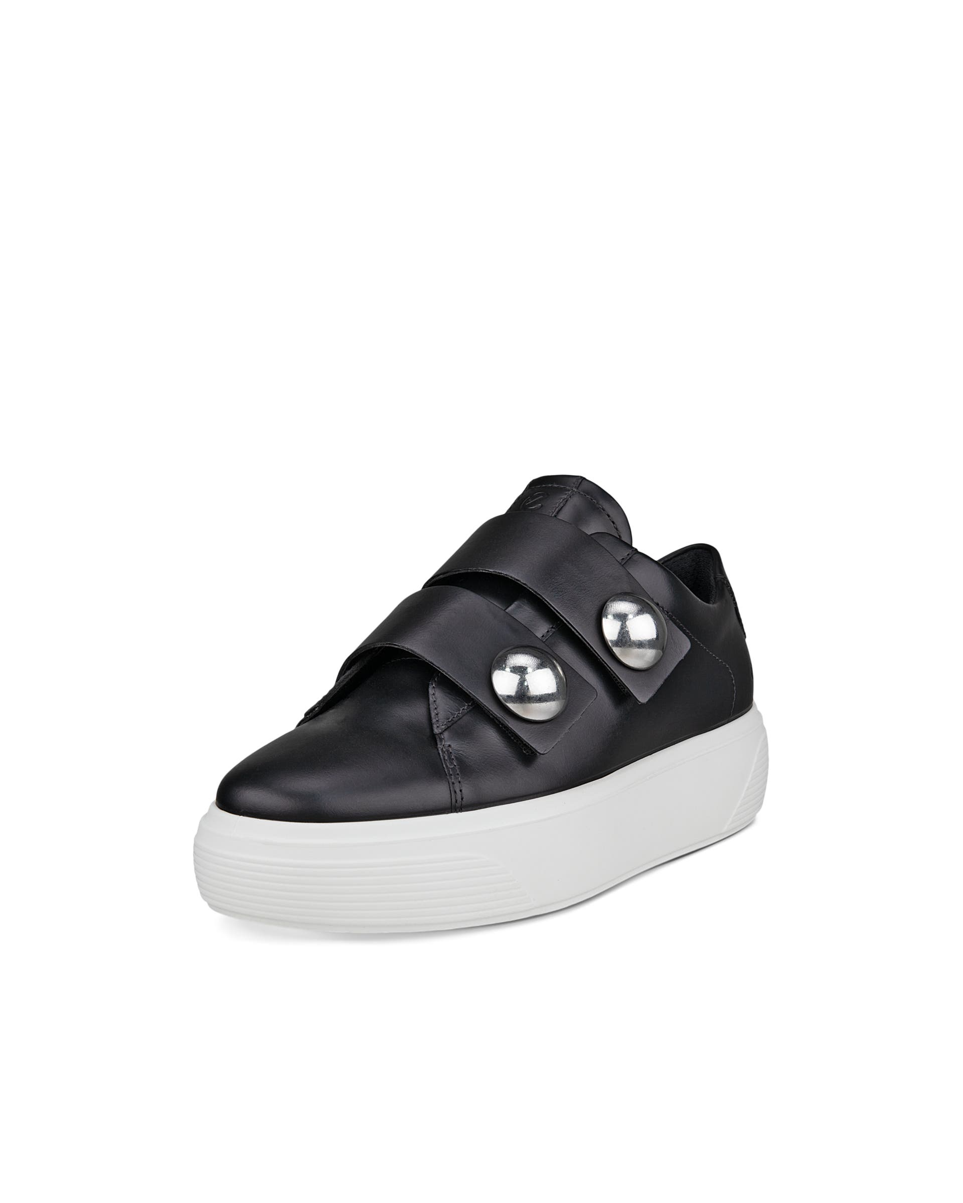 ECCO Street Platform ウィメンズ レザースニーカー - ブラック - Main