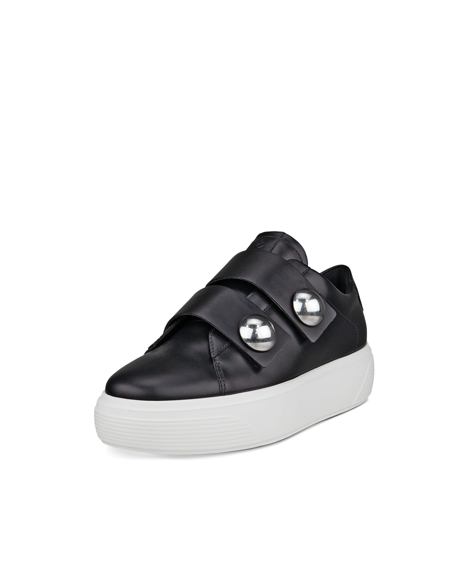 ECCO Street Platform ウィメンズ レザースニーカー - ブラック - Main