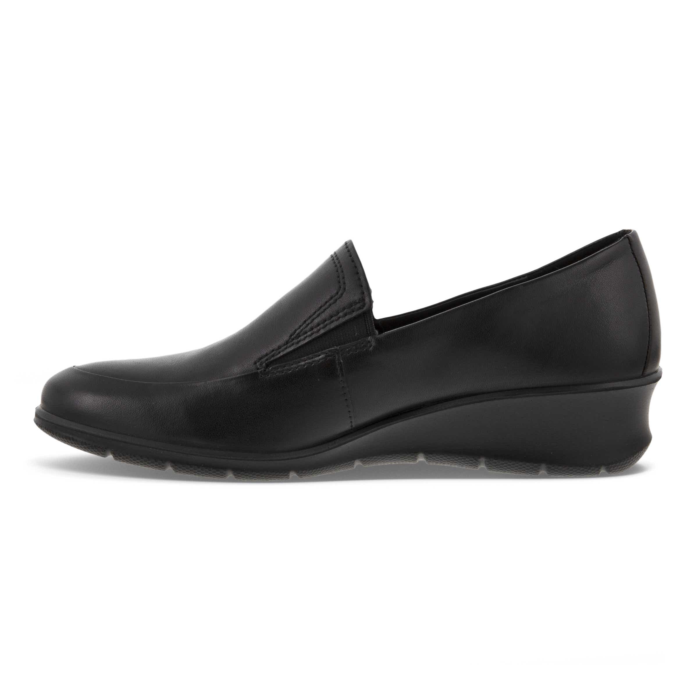 Women's ECCO® Felicia Leather Block-Heeled Loafer - Black - Inside
