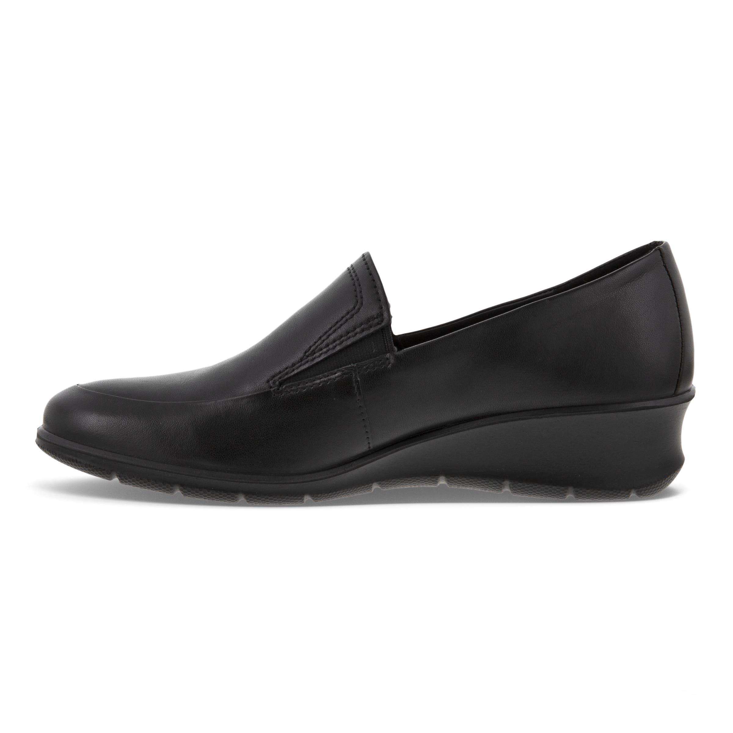 Women's ECCO® Felicia Leather Block-Heeled Loafer - Black - Inside